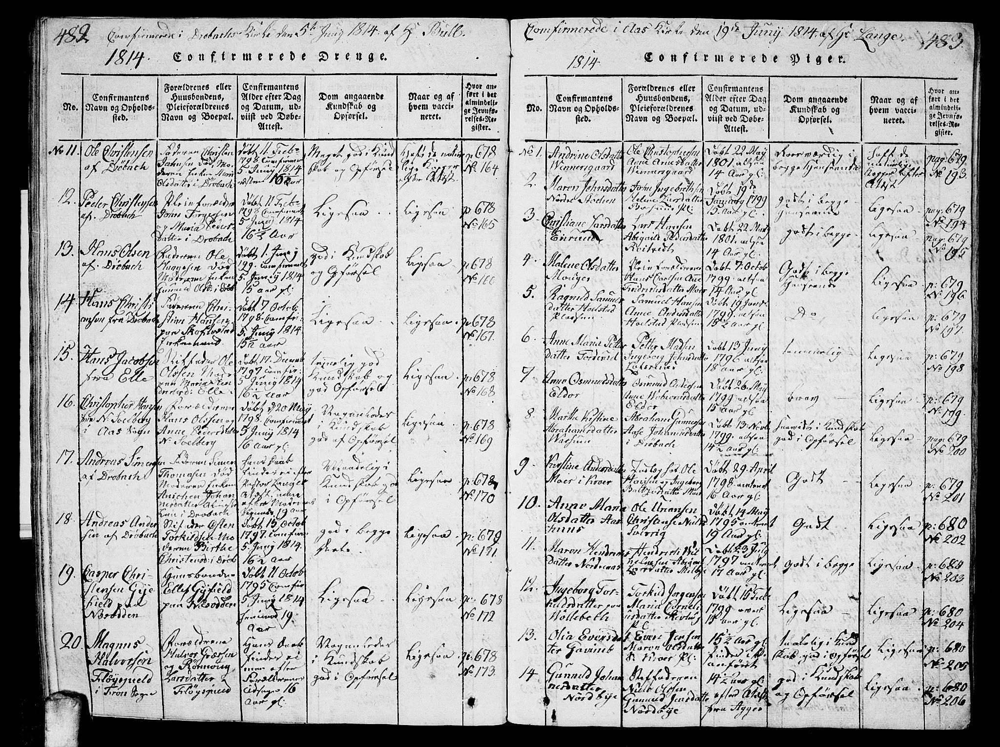 Ås prestekontor Kirkebøker, AV/SAO-A-10894/G/Ga/L0001: Parish register (copy) no. I 1, 1814-1820, p. 482-483