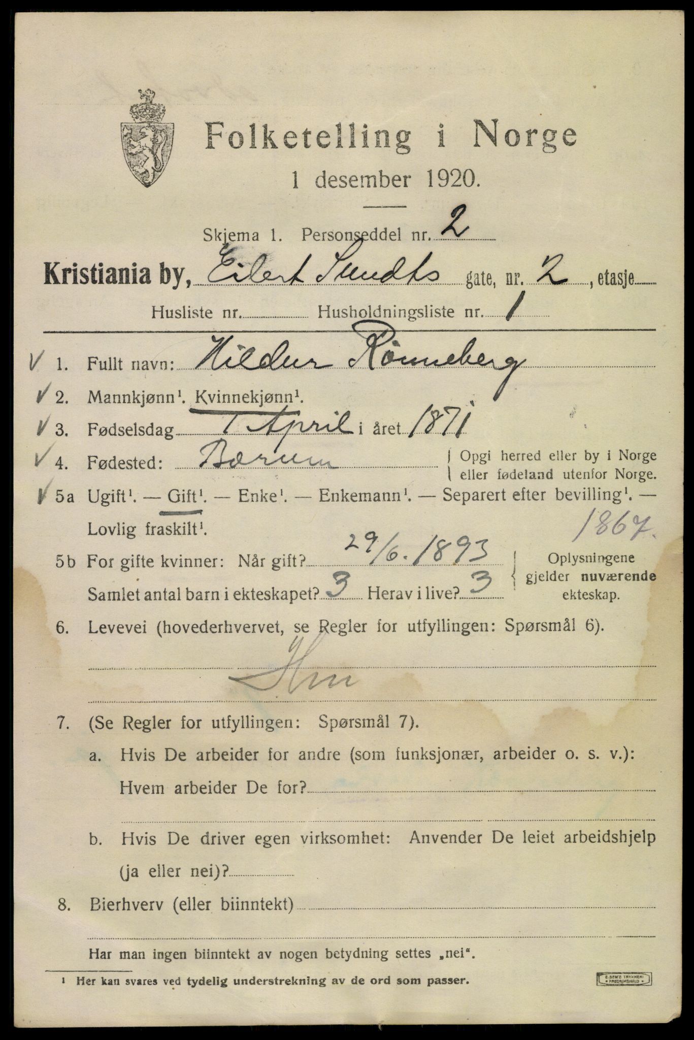 SAO, 1920 census for Kristiania, 1920, p. 210333