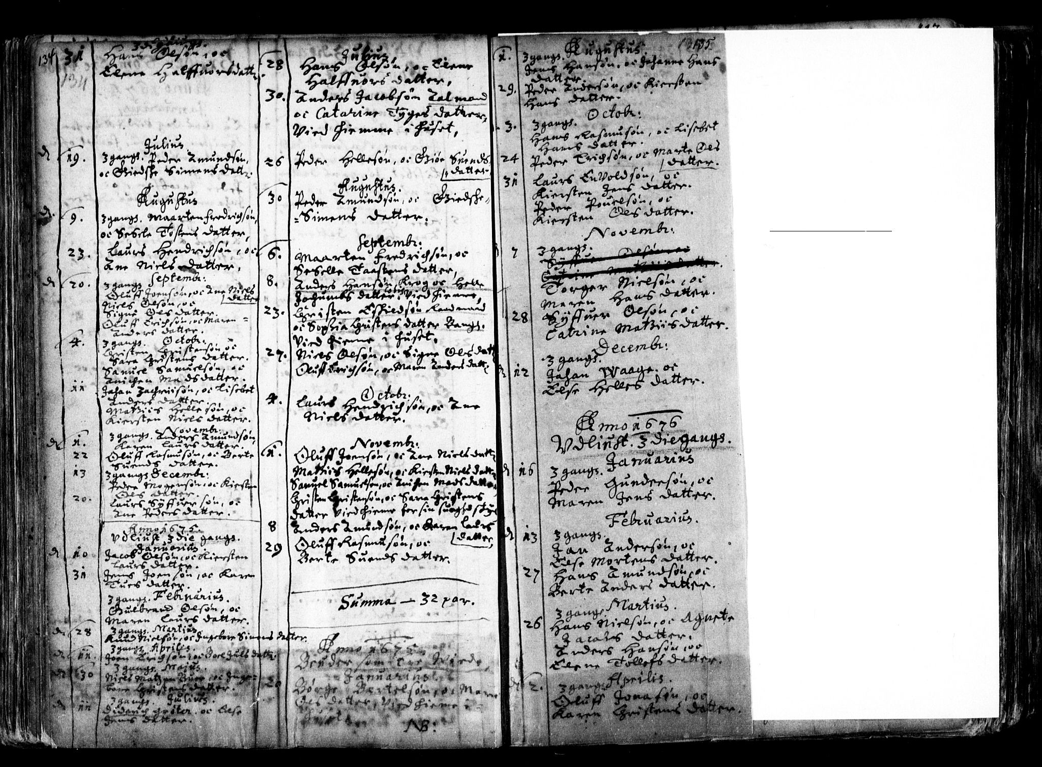 Oslo domkirke Kirkebøker, AV/SAO-A-10752/F/Fa/L0001: Parish register (official) no. 1, 1648-1704, p. 134-135