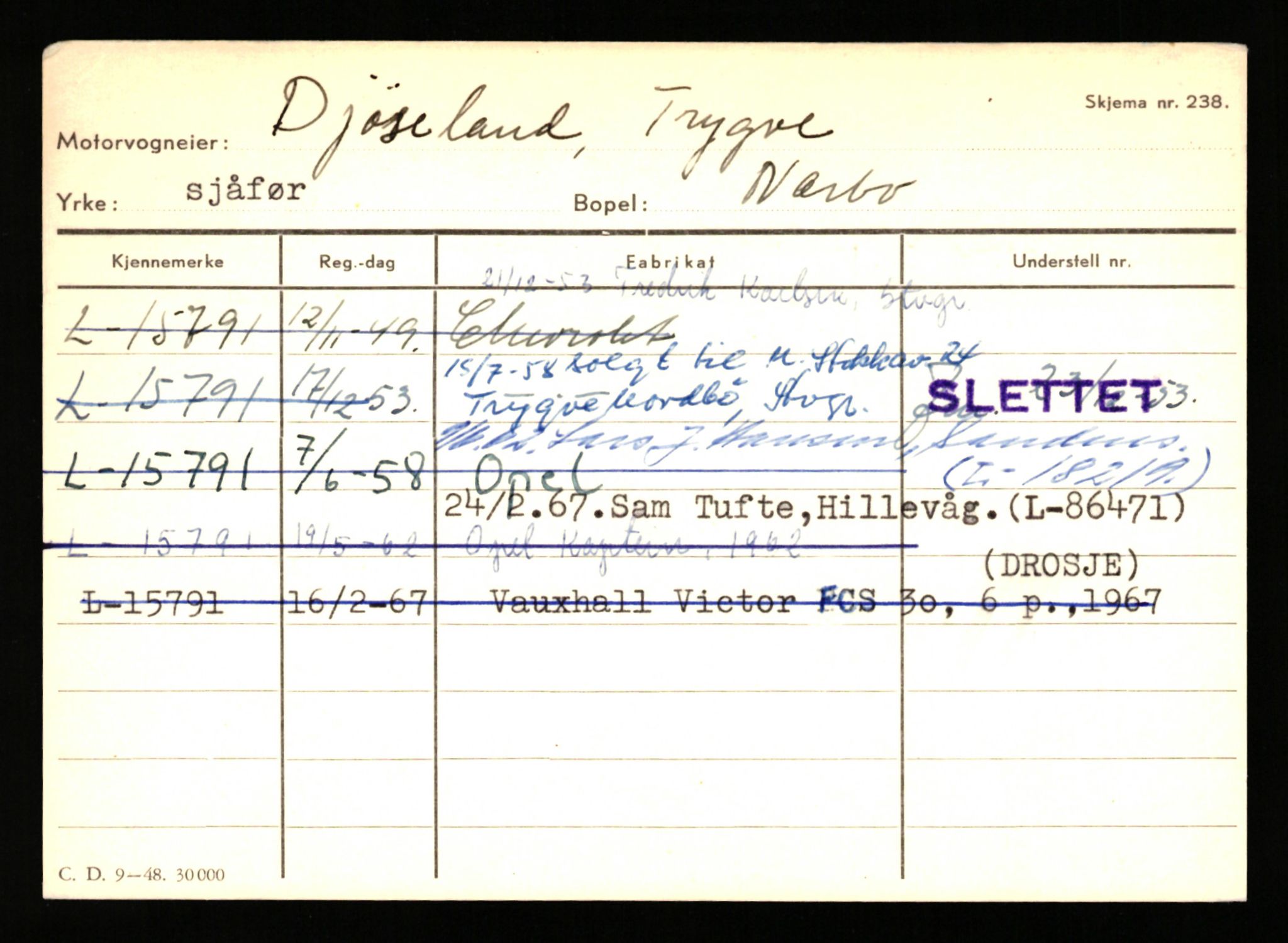 Stavanger trafikkstasjon, SAST/A-101942/0/H/L0006: Dalva - Egersund, 1930-1971, p. 651