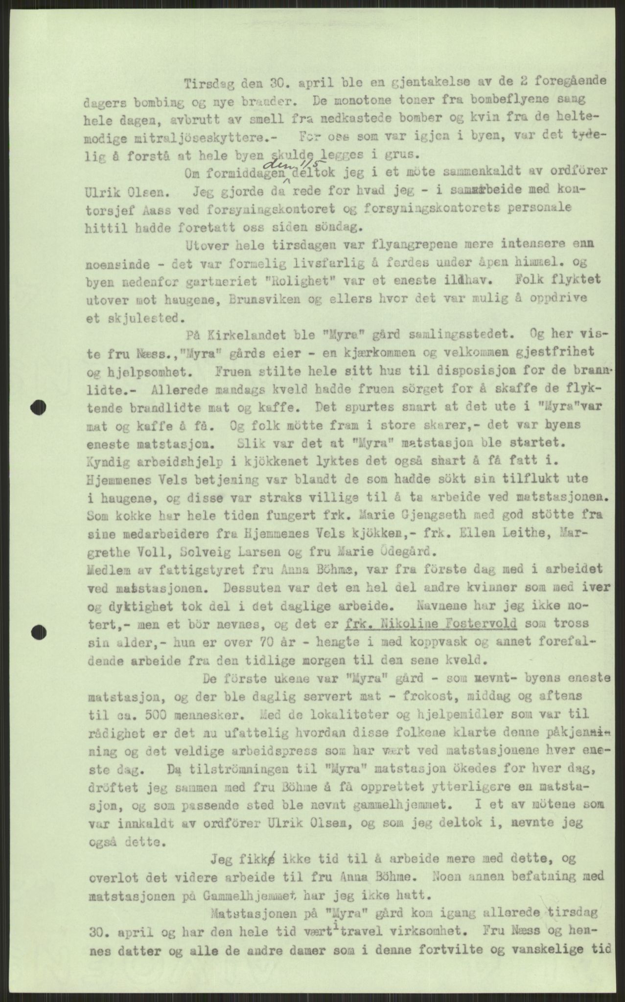 Forsvaret, Forsvarets krigshistoriske avdeling, AV/RA-RAFA-2017/Y/Ya/L0015: II-C-11-31 - Fylkesmenn.  Rapporter om krigsbegivenhetene 1940., 1940, p. 660