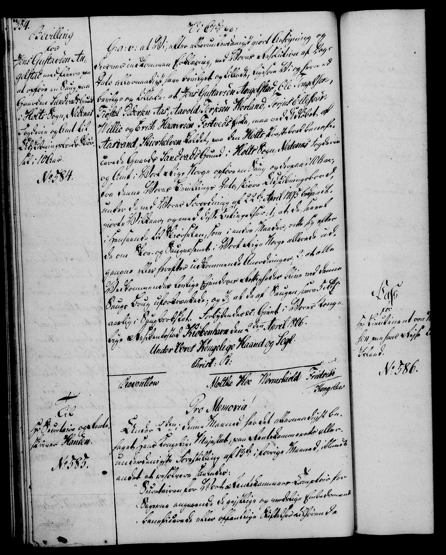 Rentekammeret, Kammerkanselliet, RA/EA-3111/G/Gg/Gga/L0018: Norsk ekspedisjonsprotokoll med register (merket RK 53.18), 1804-1806, p. 354