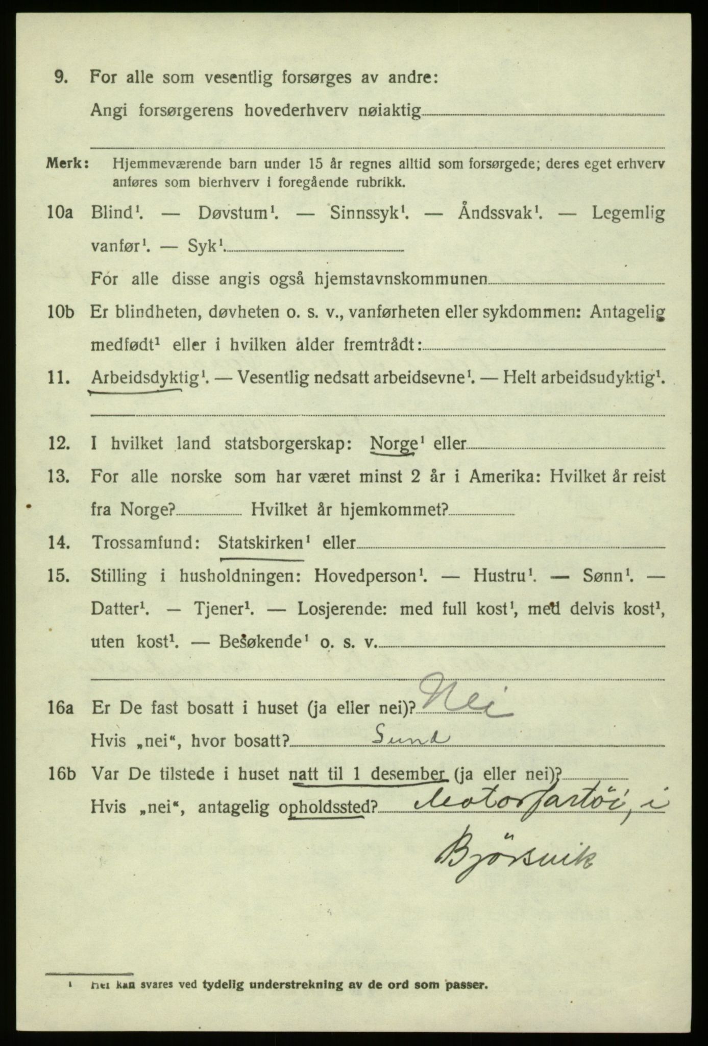 SAB, 1920 census for Hosanger, 1920, p. 5830