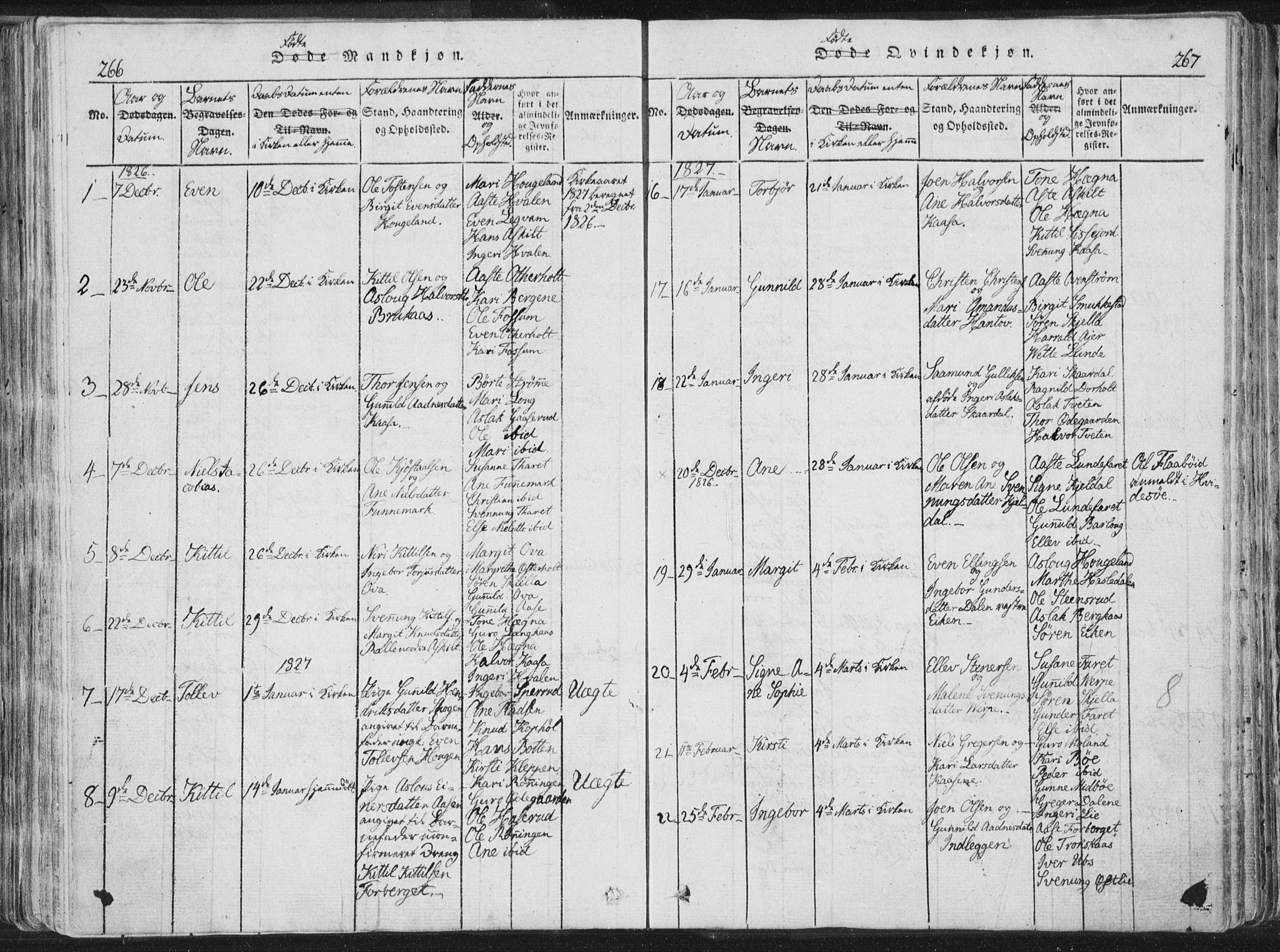 Bø kirkebøker, SAKO/A-257/F/Fa/L0006: Parish register (official) no. 6, 1815-1831, p. 266-267