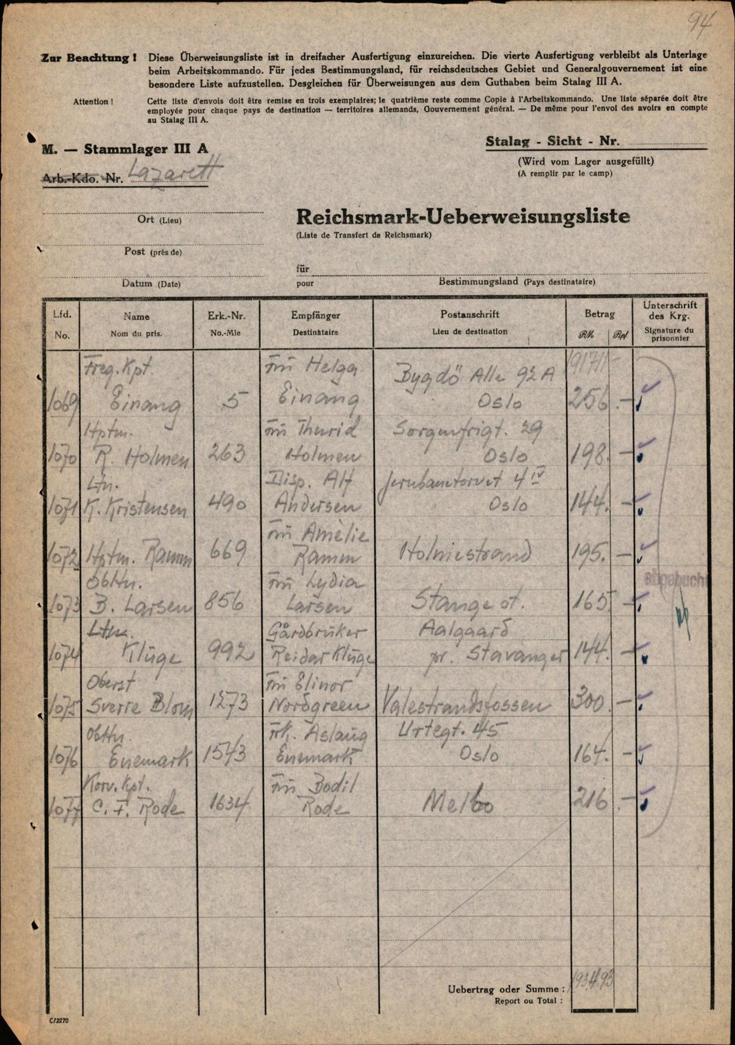 Forsvaret, Forsvarets krigshistoriske avdeling, AV/RA-RAFA-2017/Y/Yf/L0202: II-C-11-2103-2104  -  Norske offiserer i krigsfangenskap, 1940-1945, p. 249