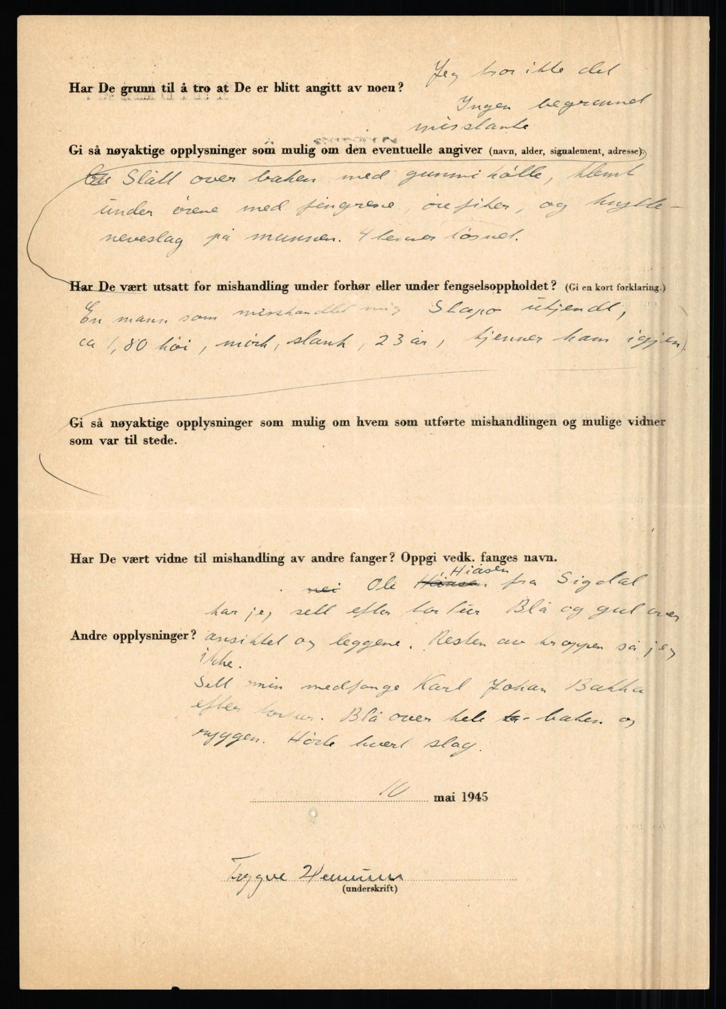 Rikspolitisjefen, AV/RA-S-1560/L/L0007: Heen, Erik C. - Iversen, Trygve, 1940-1945, p. 42