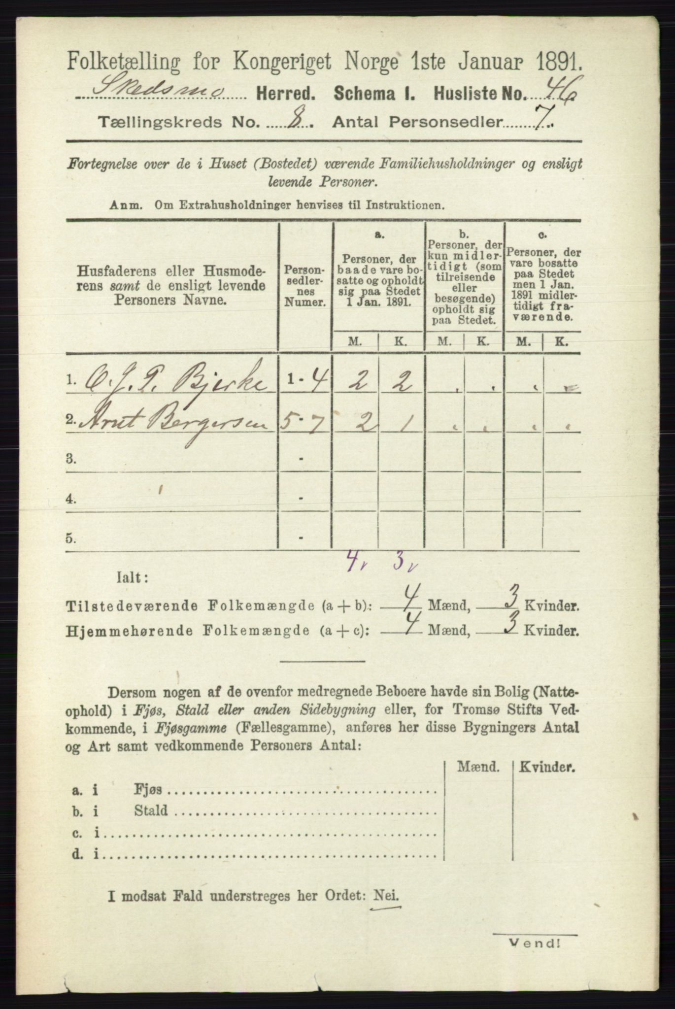 RA, 1891 census for 0231 Skedsmo, 1891, p. 3856