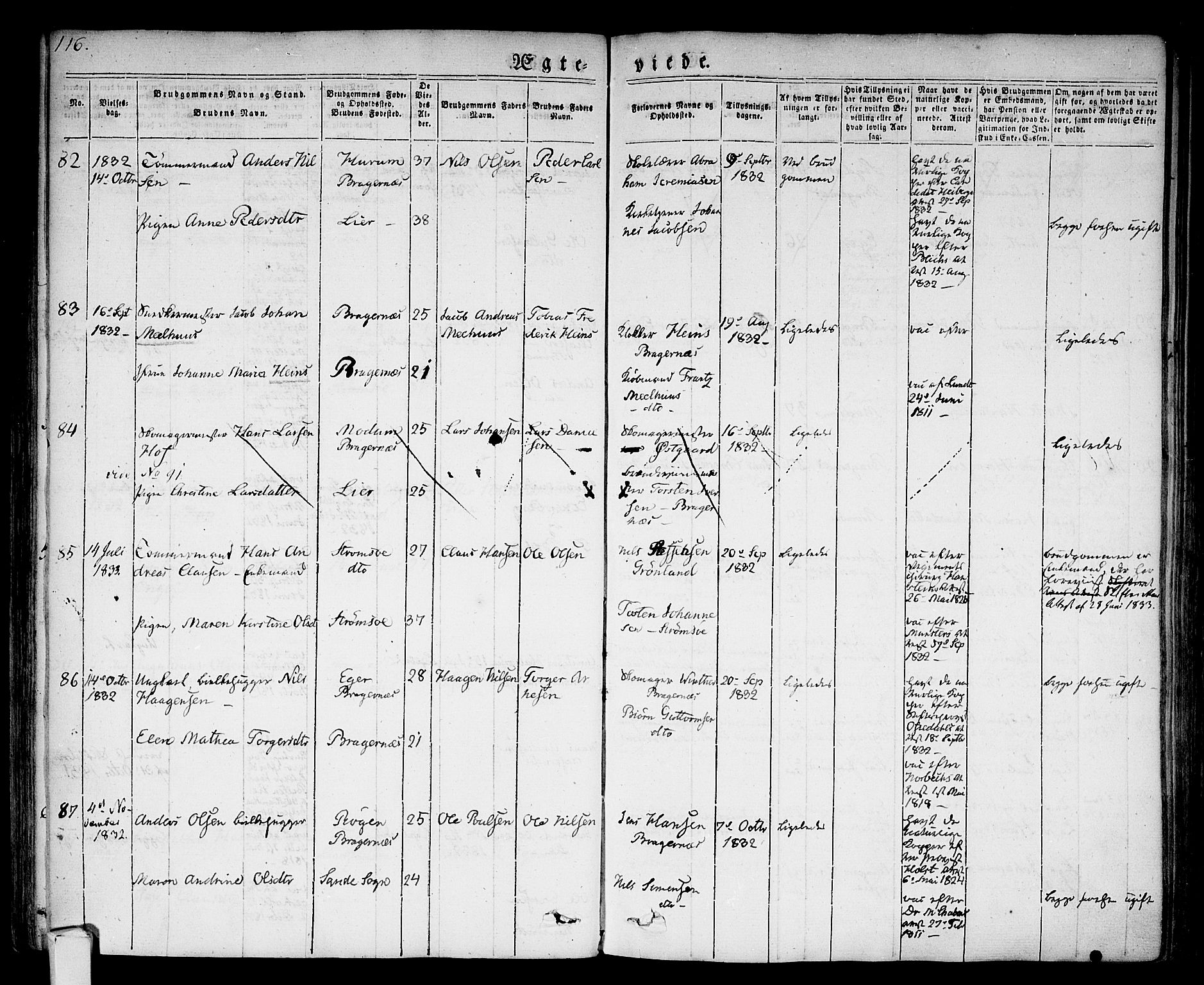 Bragernes kirkebøker, SAKO/A-6/F/Fc/L0001: Parish register (official) no. III 1, 1830-1853, p. 116