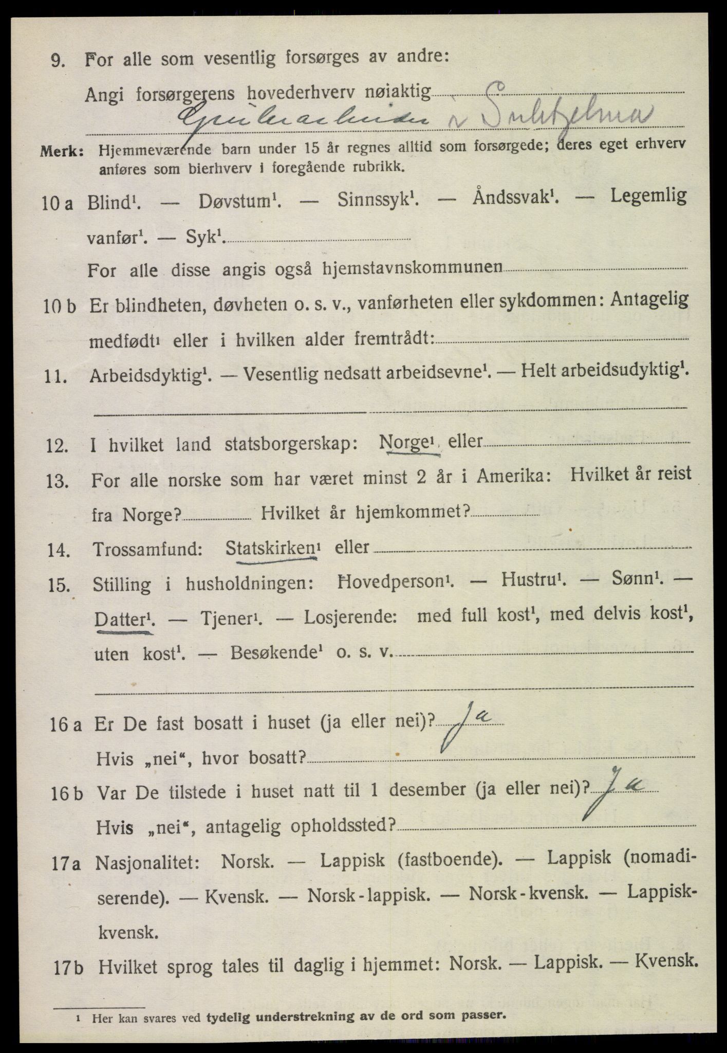 SAT, 1920 census for Fauske, 1920, p. 14149