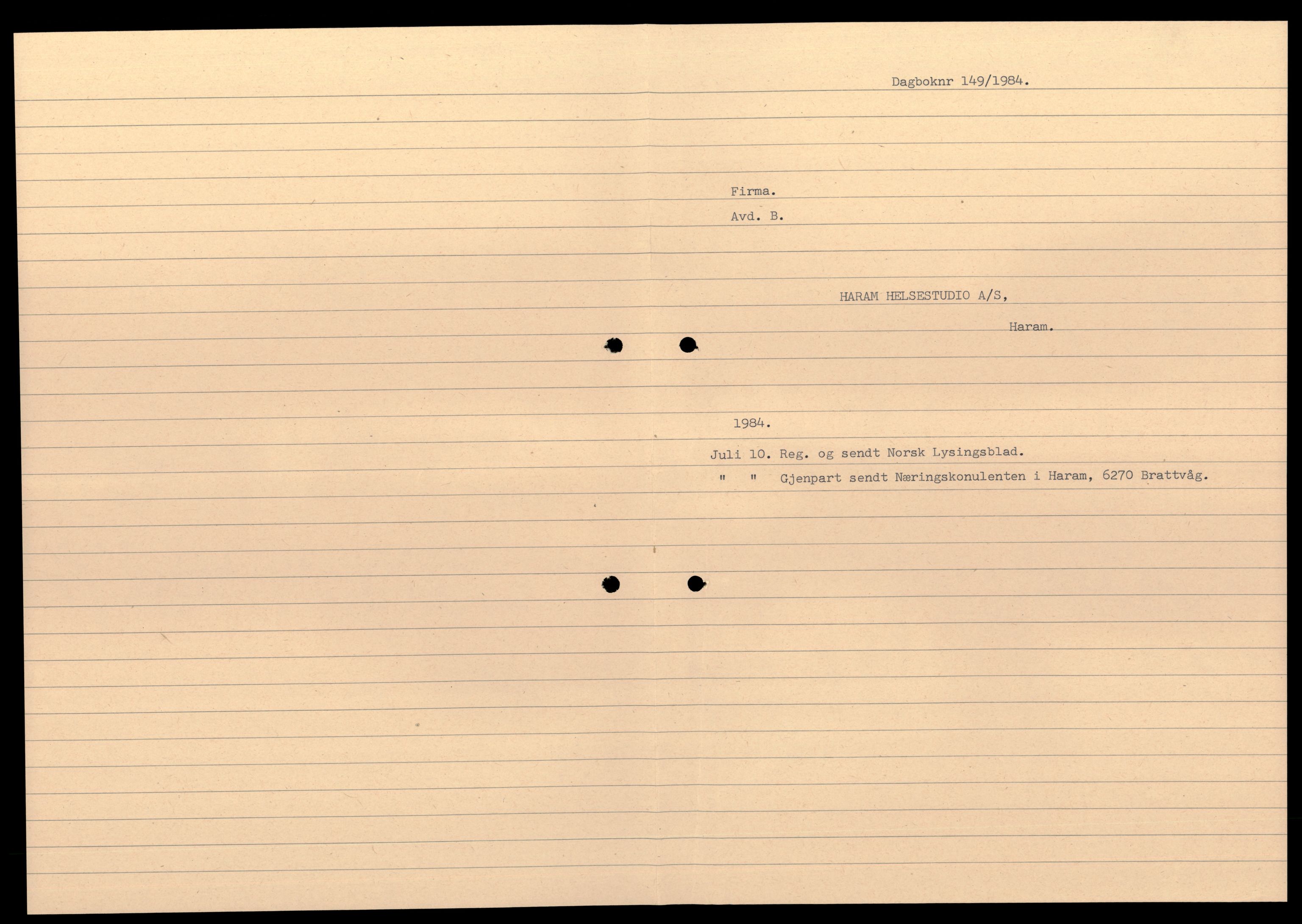 Nordre Sunnmøre sorenskriveri, AV/SAT-A-0006/2/J/Jd/Jde/L0030: Bilag. Aksjeselskap, Ha-Hi, 1944-1990, p. 1