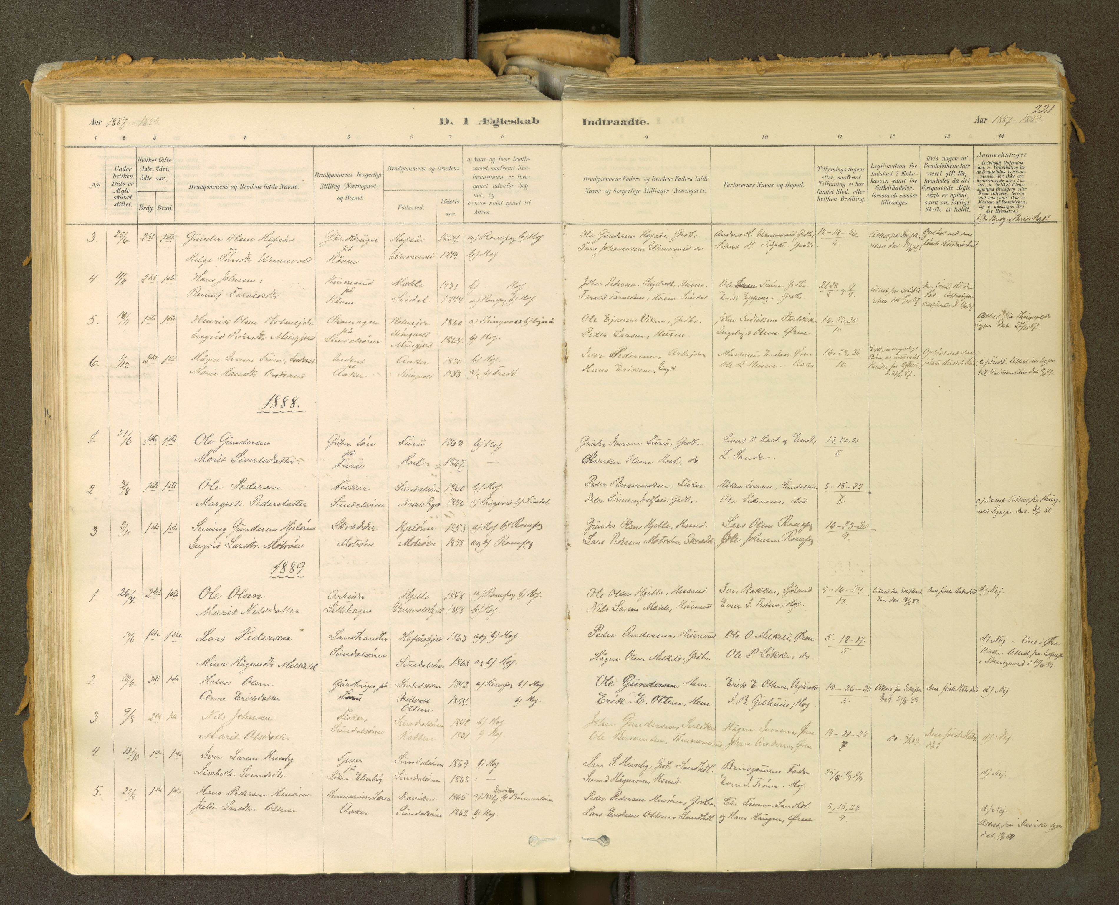 Sunndal sokneprestkontor, SAT/A-1085/1/I/I1/I1a: Parish register (official) no. 2, 1877-1914, p. 221