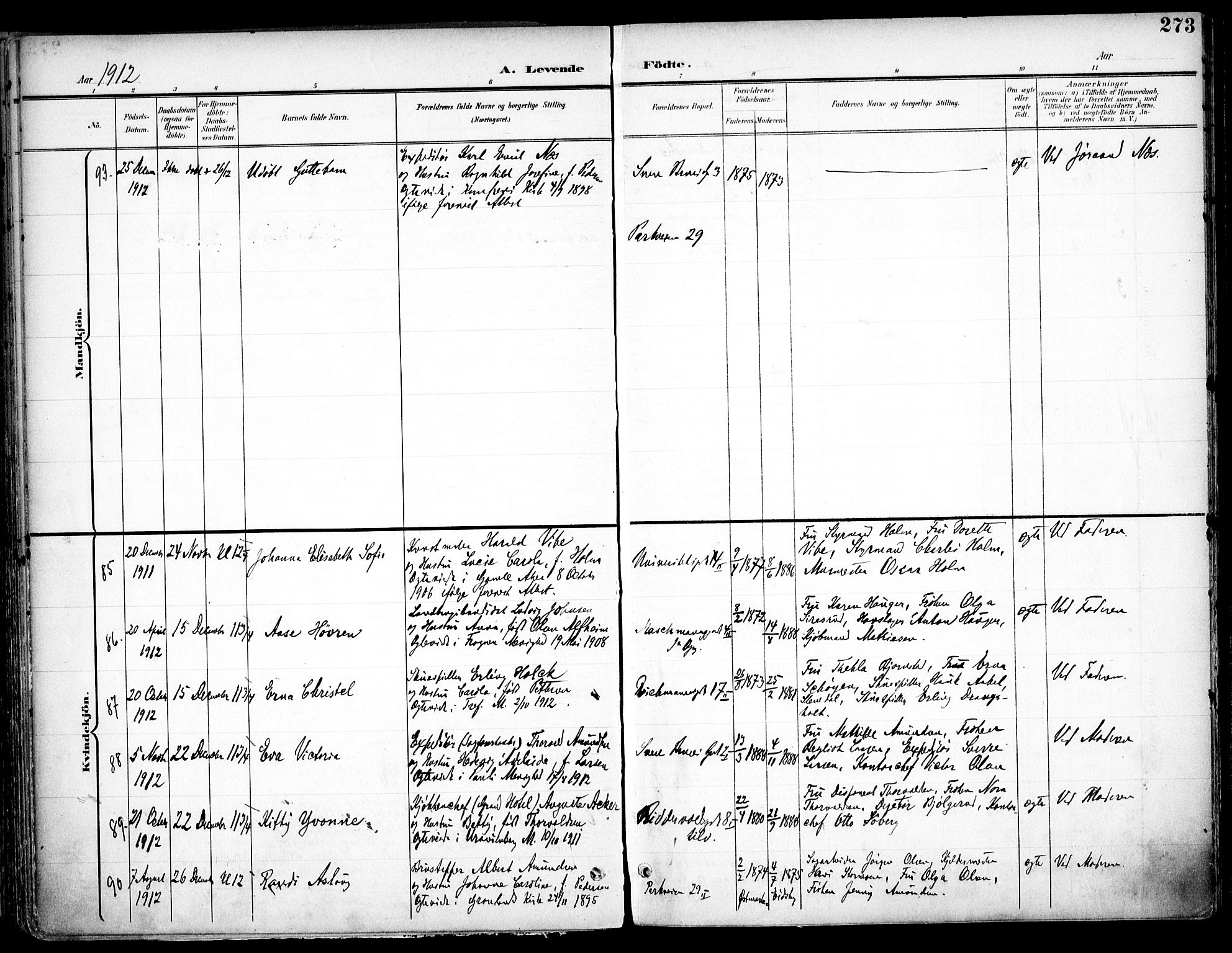 Trefoldighet prestekontor Kirkebøker, SAO/A-10882/F/Fa/L0007: Parish register (official) no. I 7, 1900-1914, p. 273