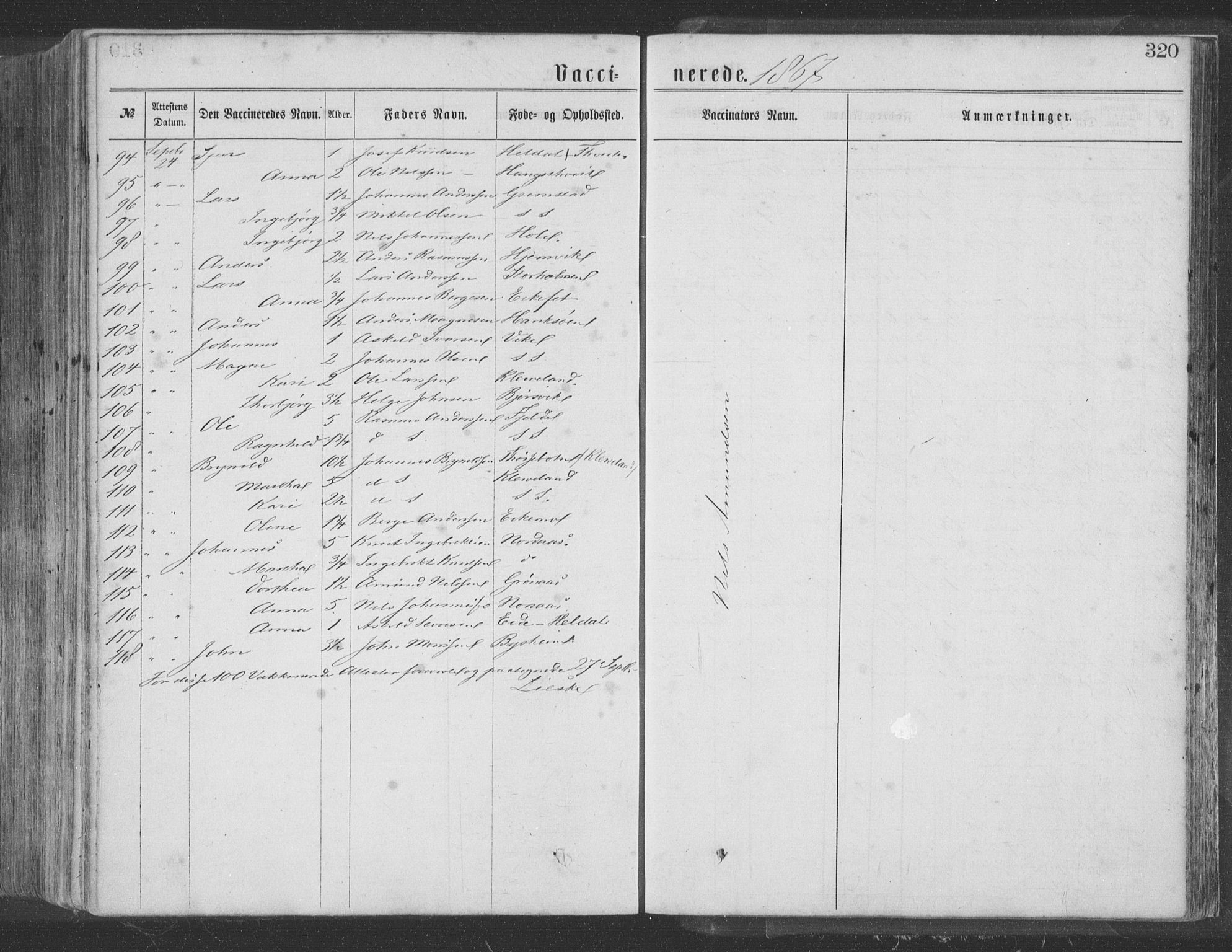 Hosanger sokneprestembete, AV/SAB-A-75801/H/Haa: Parish register (official) no. A 9, 1864-1876, p. 320