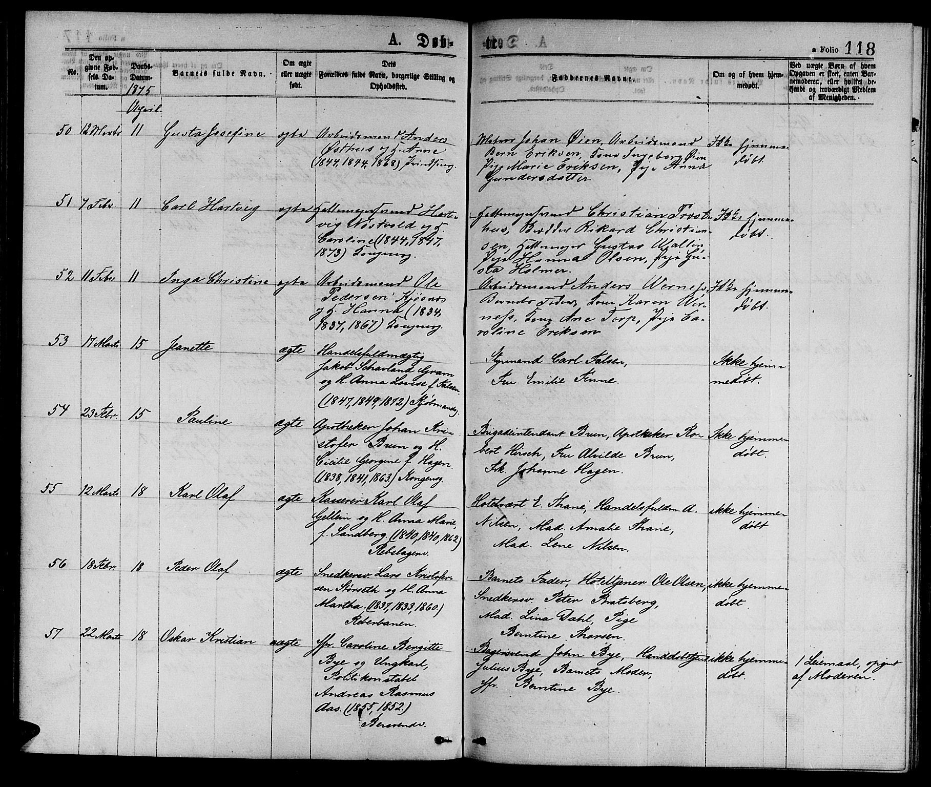 Ministerialprotokoller, klokkerbøker og fødselsregistre - Sør-Trøndelag, AV/SAT-A-1456/601/L0088: Parish register (copy) no. 601C06, 1870-1878, p. 118