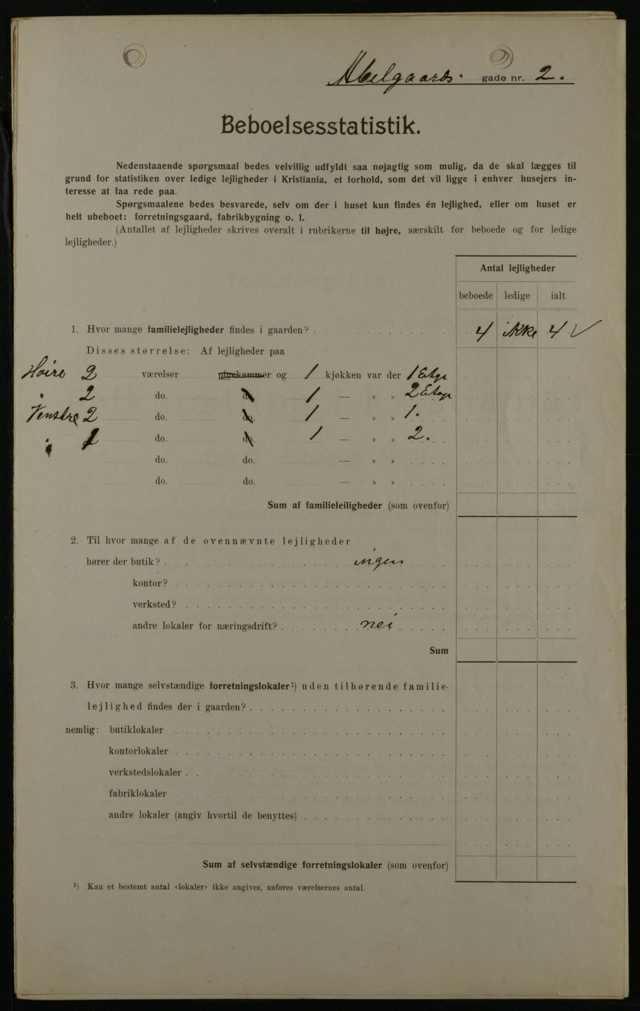 OBA, Municipal Census 1908 for Kristiania, 1908, p. 11