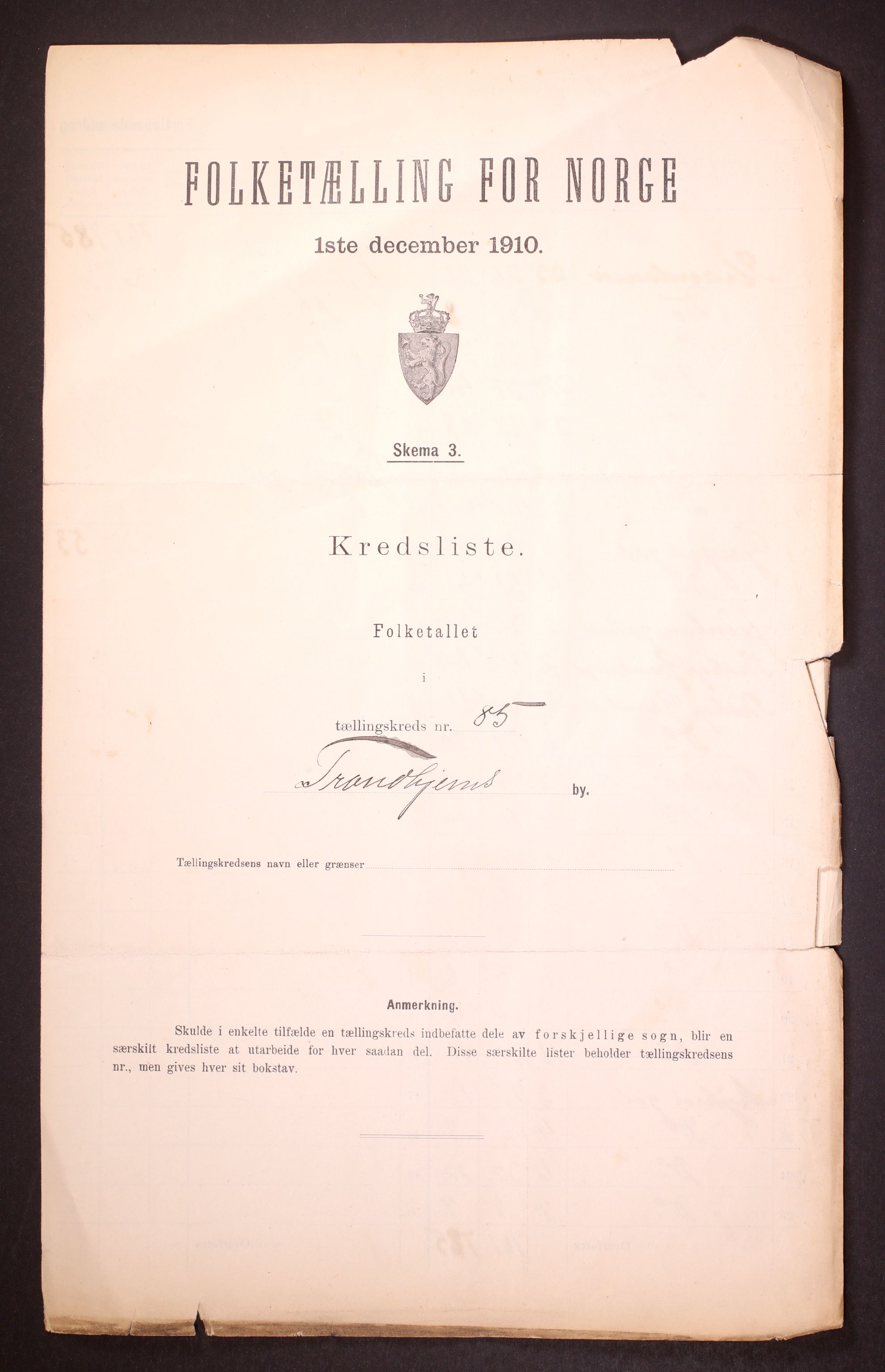 RA, 1910 census for Trondheim, 1910, p. 273