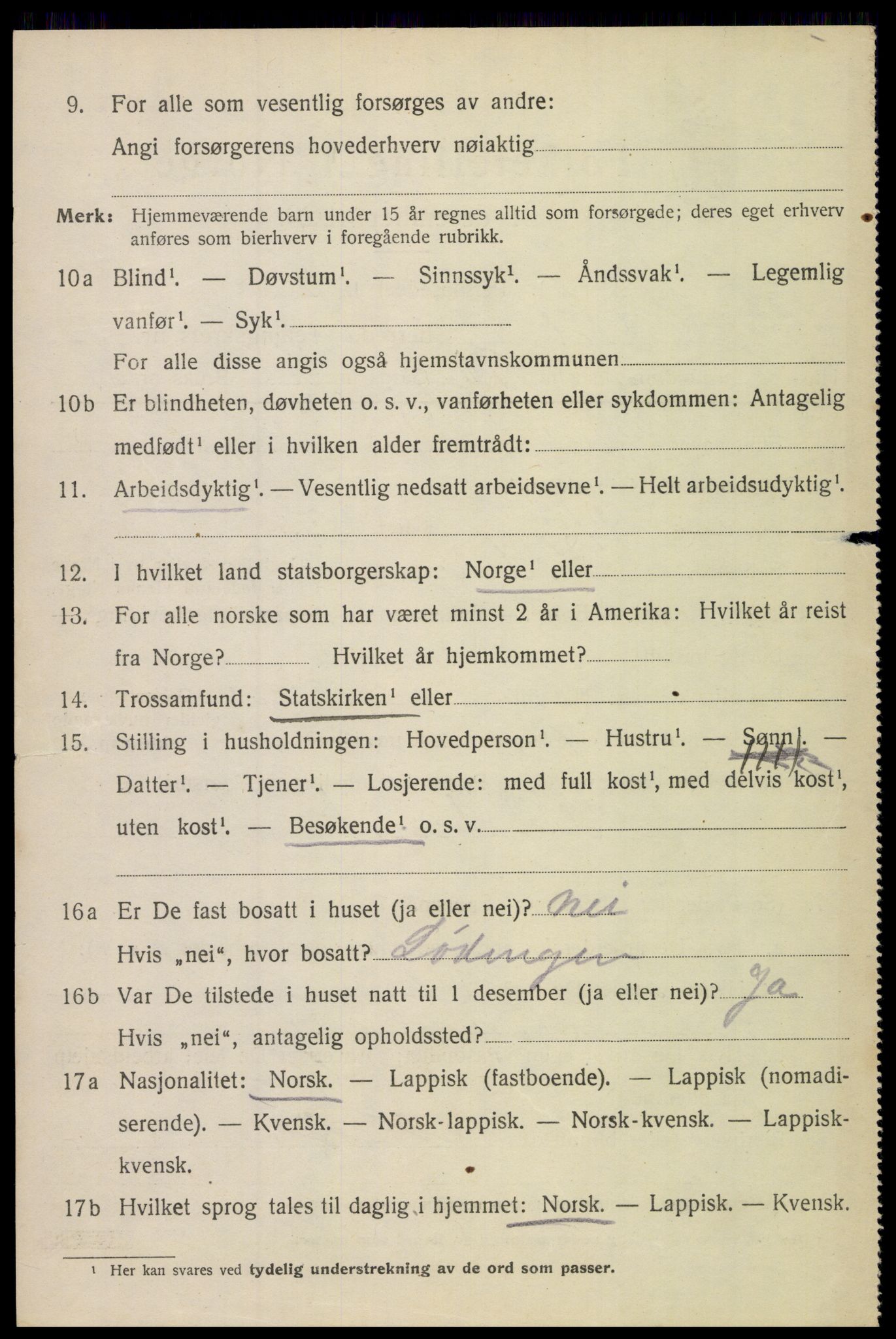 SAT, 1920 census for Hadsel, 1920, p. 4989