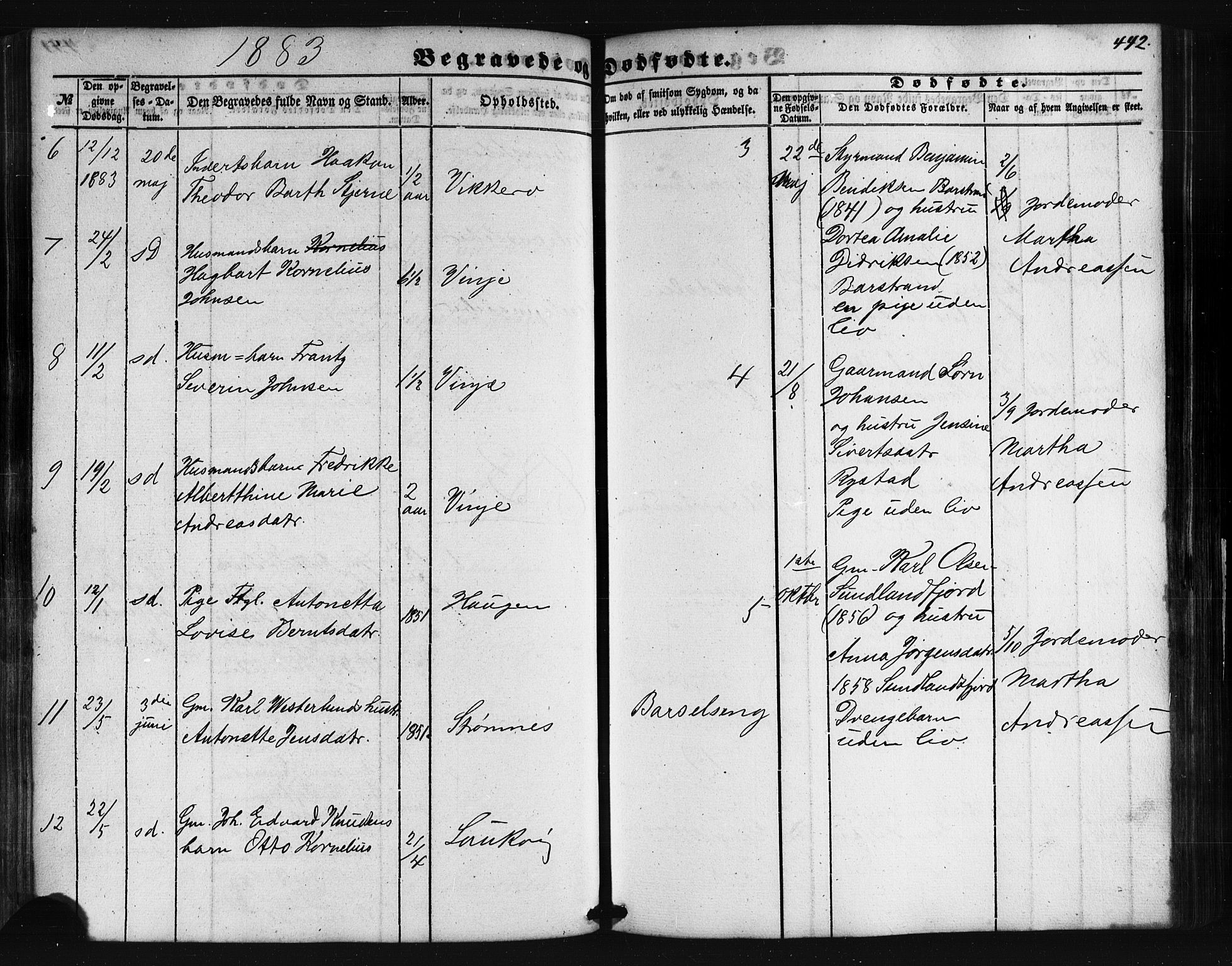 Ministerialprotokoller, klokkerbøker og fødselsregistre - Nordland, AV/SAT-A-1459/876/L1095: Parish register (official) no. 876A01, 1863-1885, p. 442