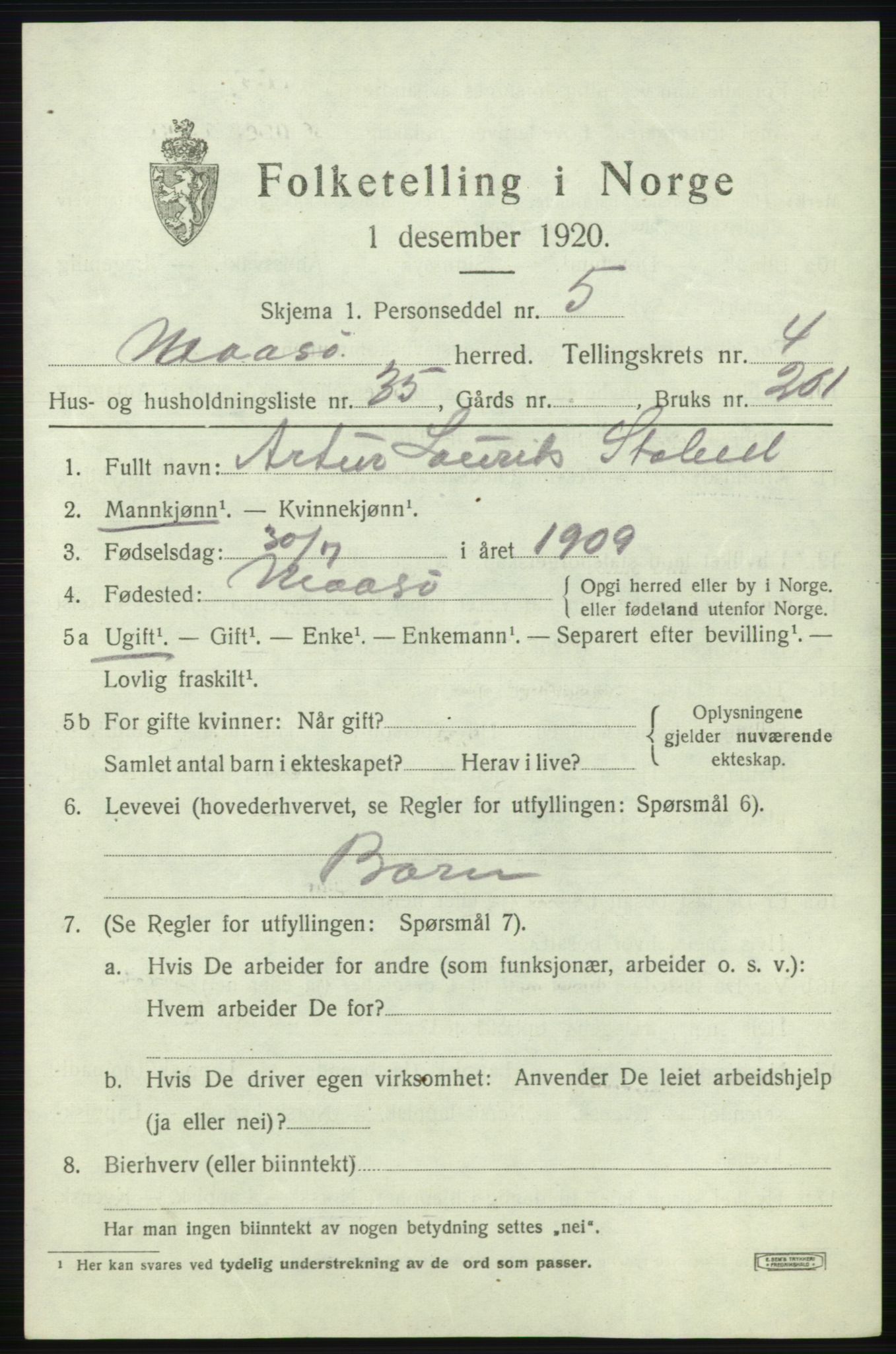SATØ, 1920 census for Måsøy, 1920, p. 2232