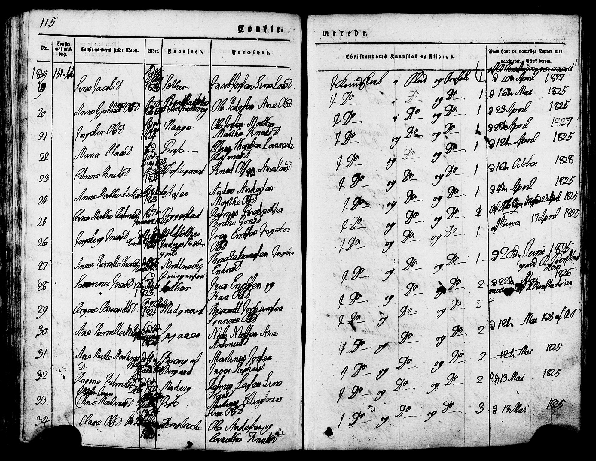 Ministerialprotokoller, klokkerbøker og fødselsregistre - Møre og Romsdal, AV/SAT-A-1454/517/L0221: Parish register (official) no. 517A01, 1827-1858, p. 115