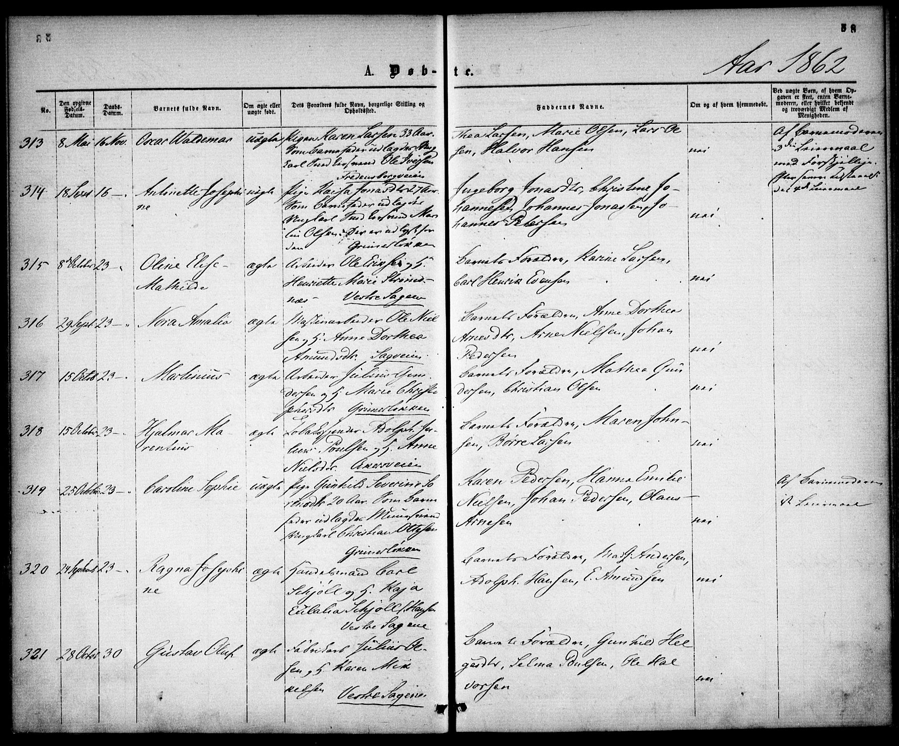 Gamle Aker prestekontor Kirkebøker, AV/SAO-A-10617a/F/L0001: Parish register (official) no. 1, 1861-1865, p. 58