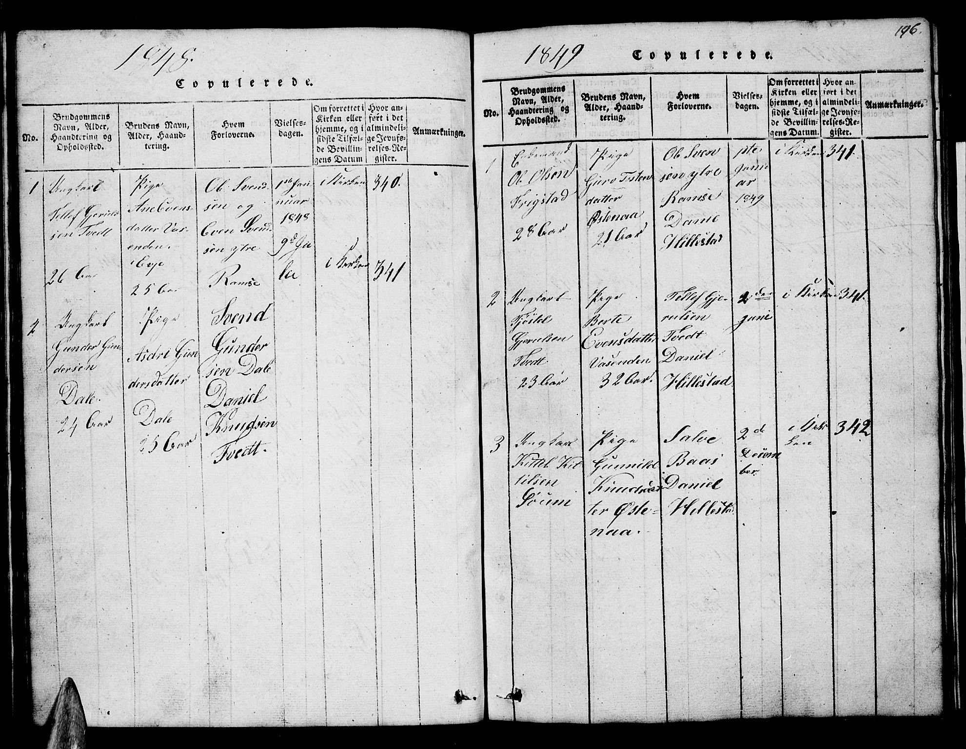 Åmli sokneprestkontor, SAK/1111-0050/F/Fb/Fbb/L0001: Parish register (copy) no. B 1, 1816-1889, p. 196