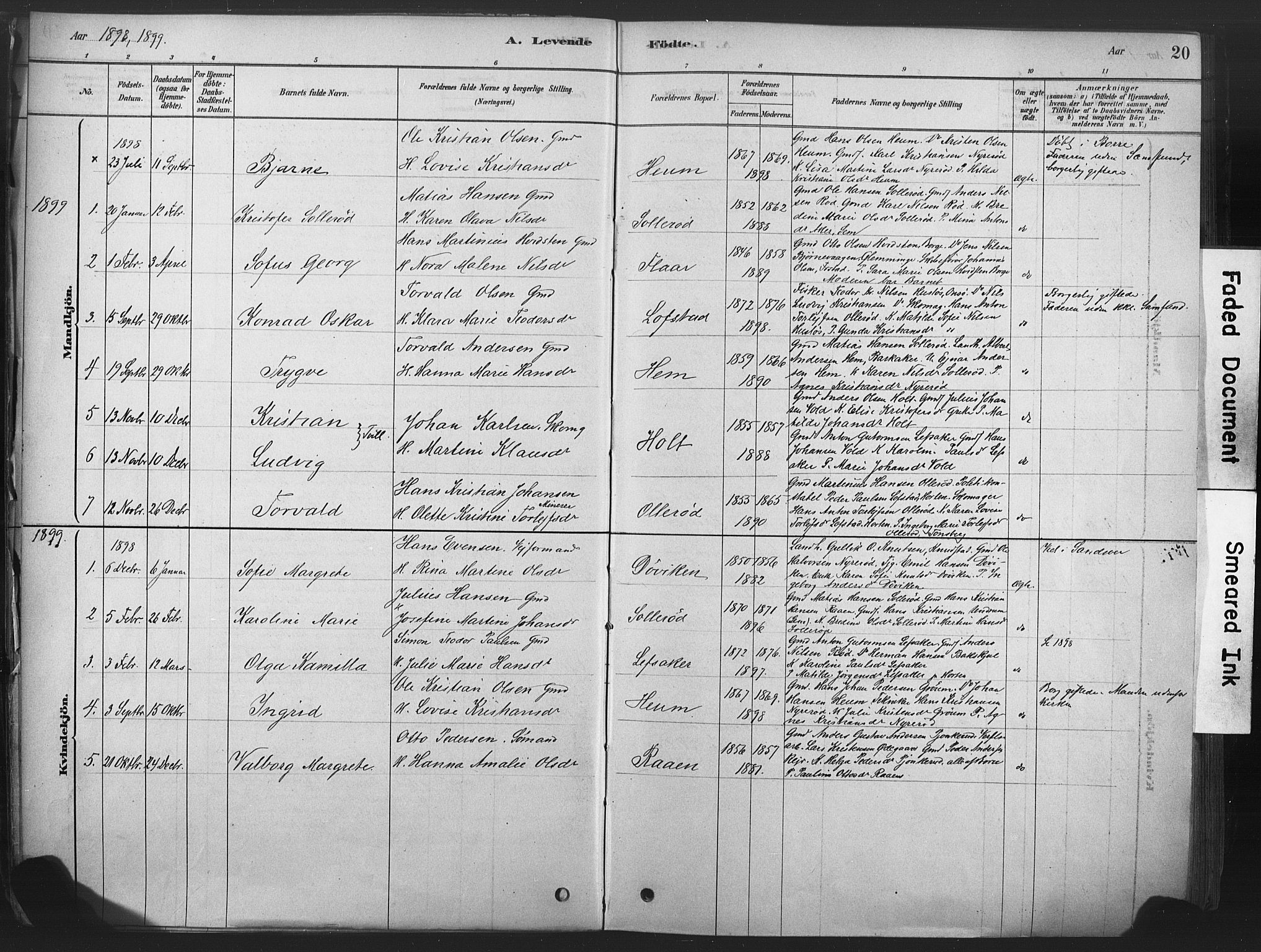 Våle kirkebøker, SAKO/A-334/F/Fb/L0002: Parish register (official) no. II 2, 1878-1907, p. 20