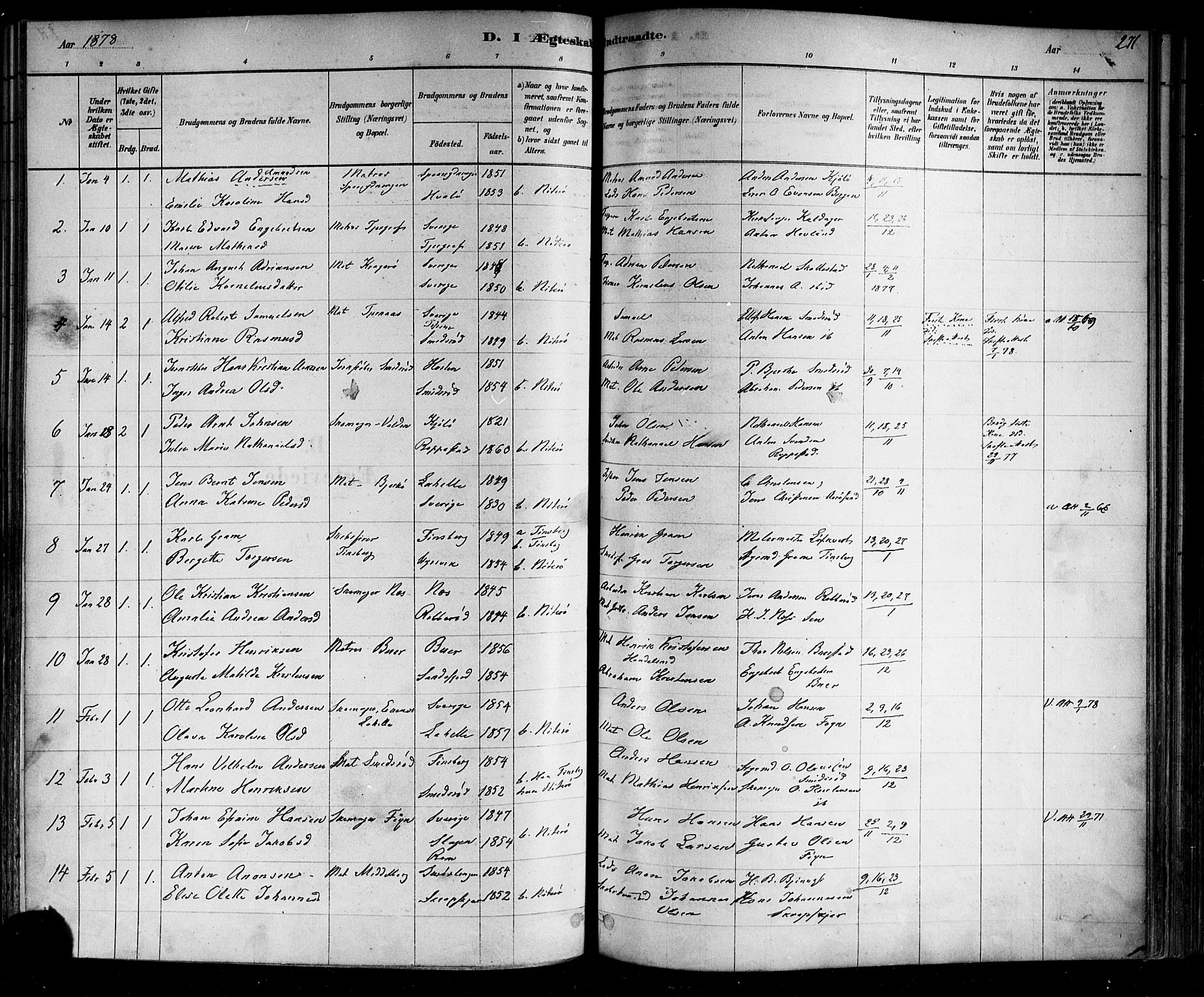 Nøtterøy kirkebøker, SAKO/A-354/F/Fa/L0008: Parish register (official) no. I 8, 1878-1893, p. 271
