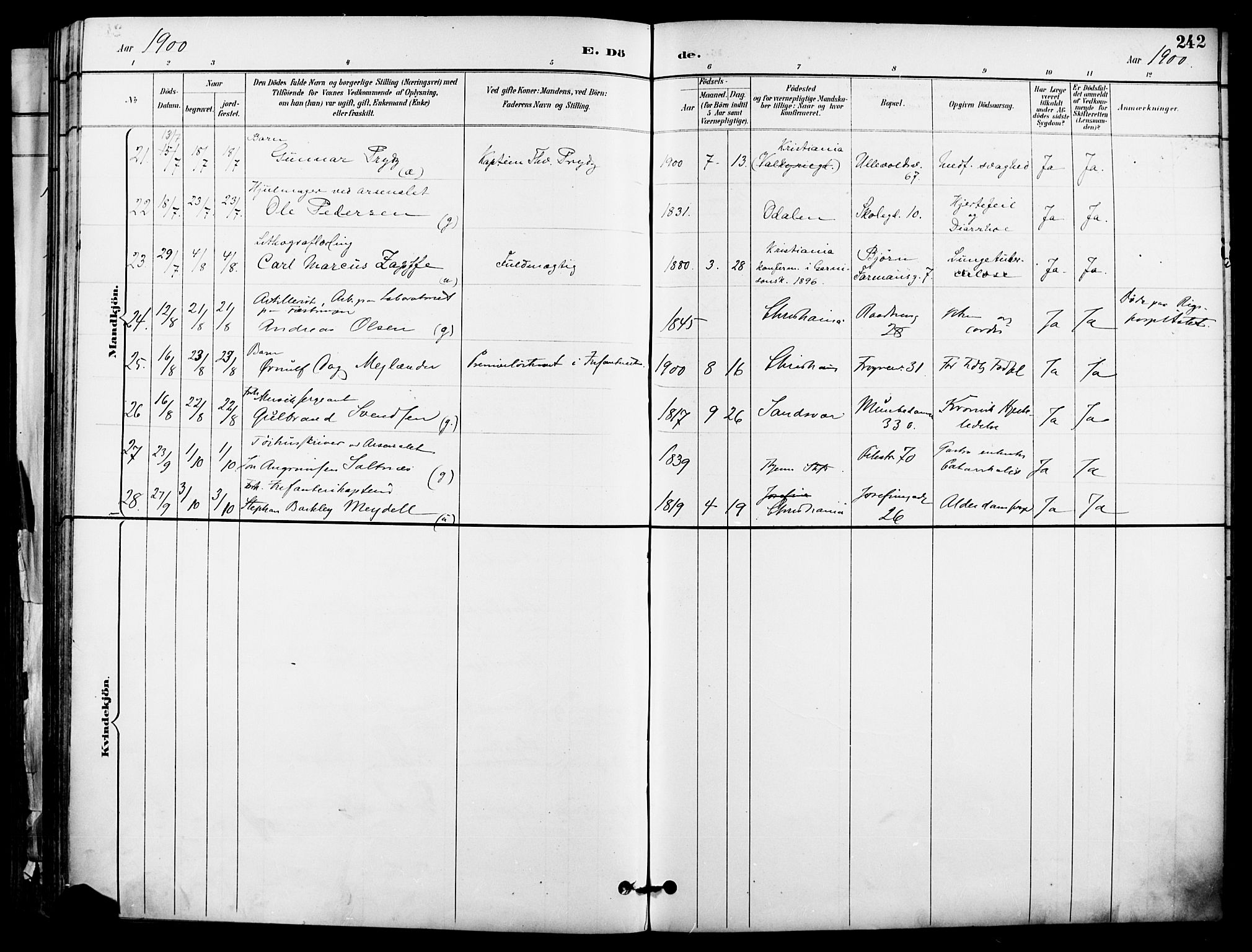 Garnisonsmenigheten Kirkebøker, AV/SAO-A-10846/F/Fa/L0013: Parish register (official) no. 13, 1894-1904, p. 242