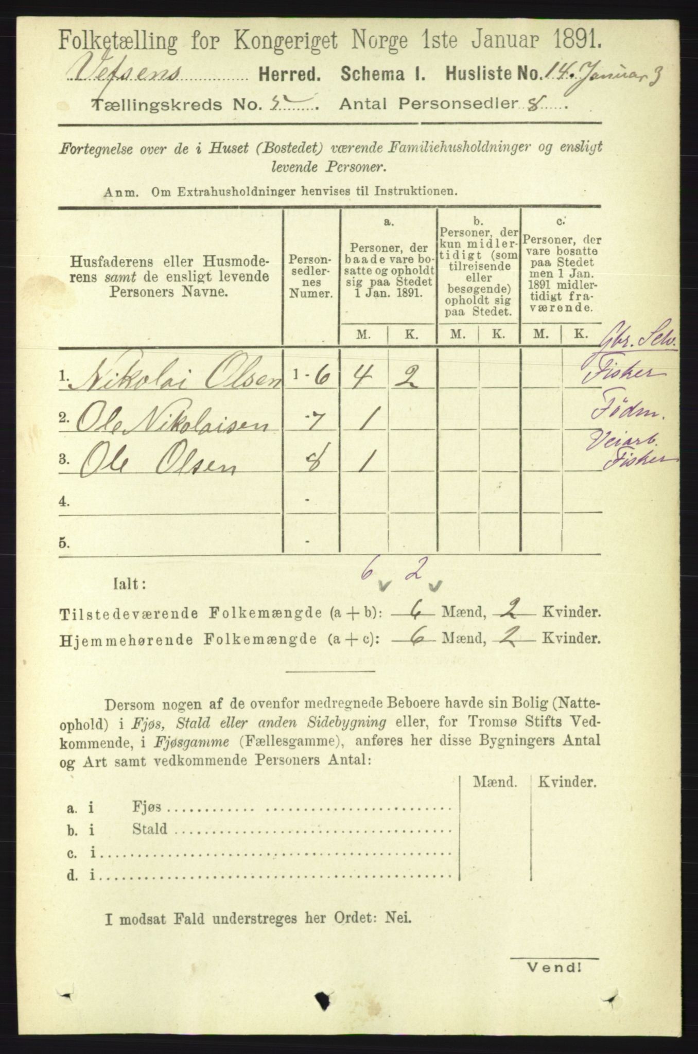 RA, 1891 census for 1824 Vefsn, 1891, p. 2015