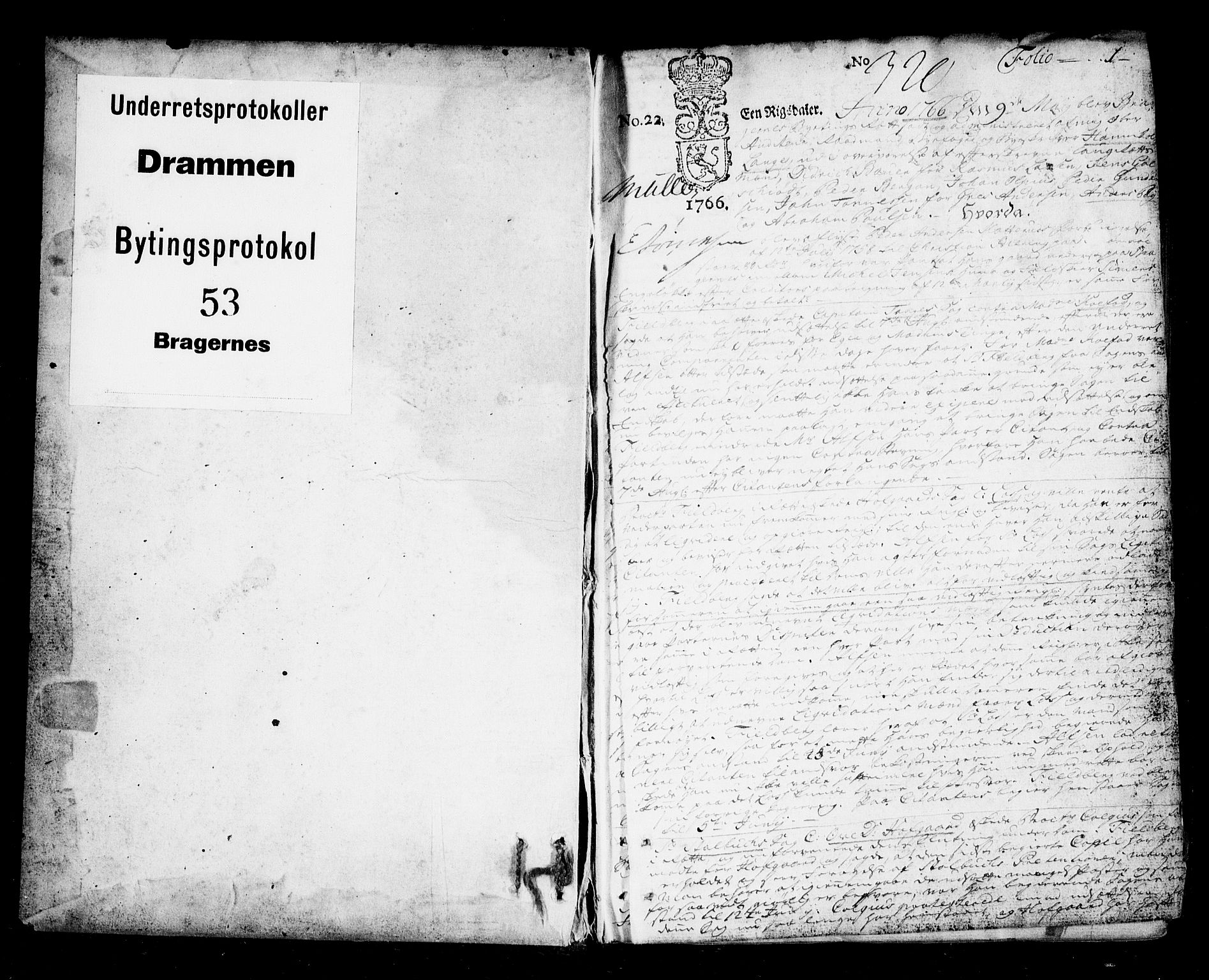 Drammen byfogd, SAKO/A-222/F/Fa/L0053: Tingbok. Bragernes., 1766-1769, p. 0b-1a