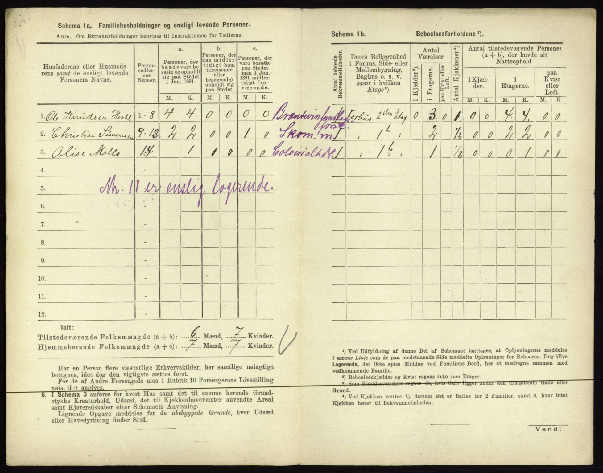 RA, 1891 census for 0601 Hønefoss, 1891, p. 320