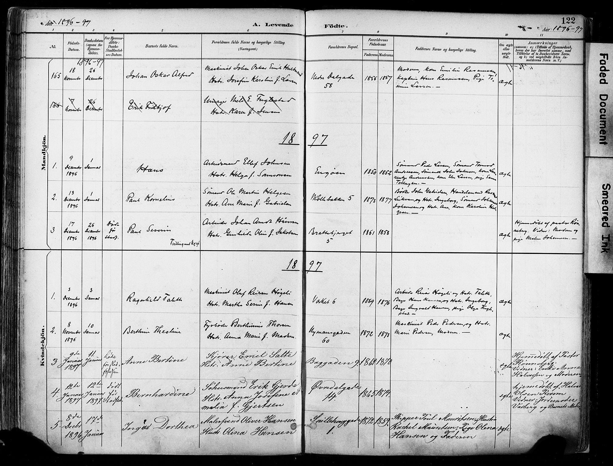 St. Johannes sokneprestkontor, SAST/A-101814/001/30/30BA/L0004: Parish register (official) no. A 4, 1891-1899, p. 122