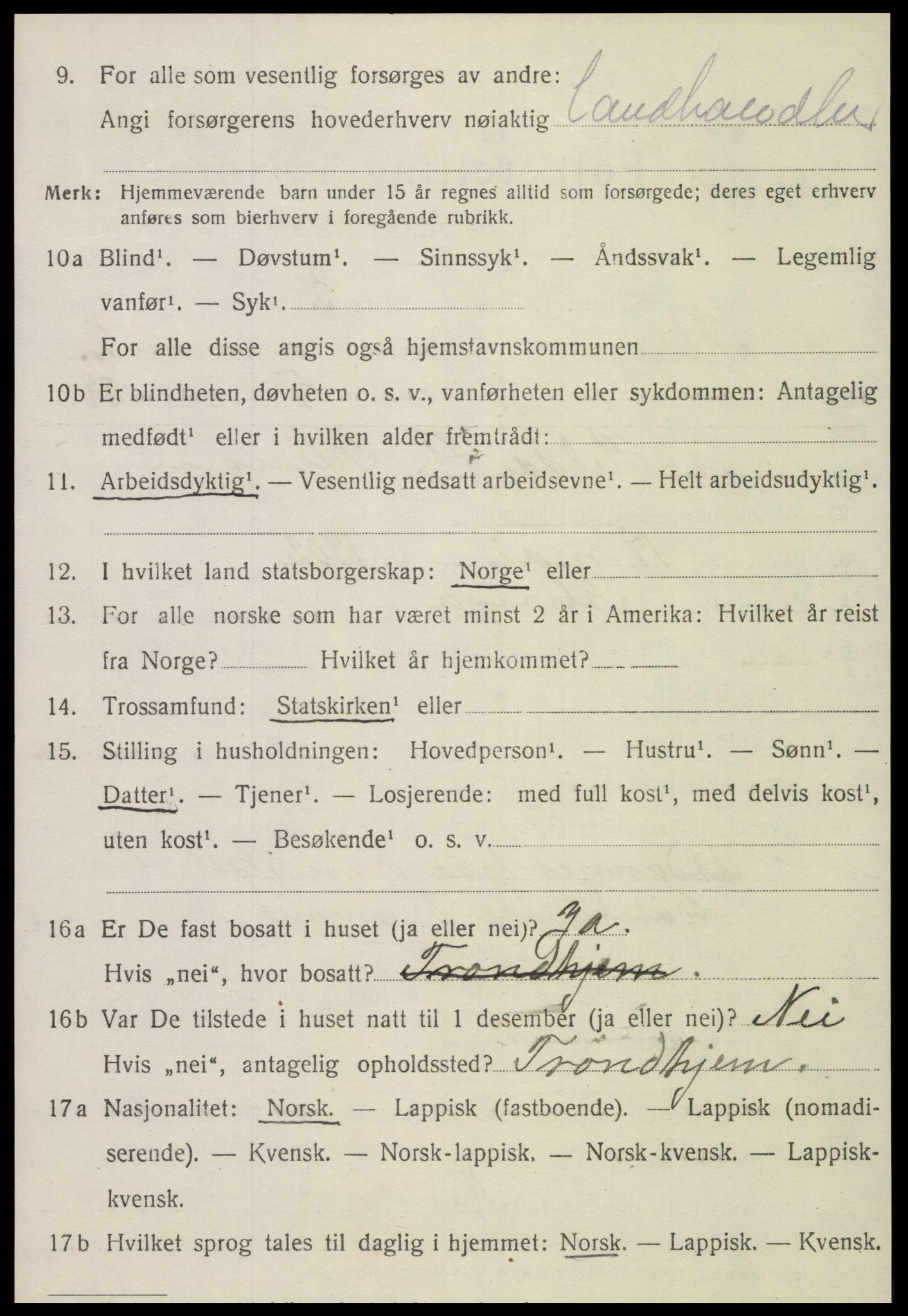SAT, 1920 census for Klinga, 1920, p. 1410