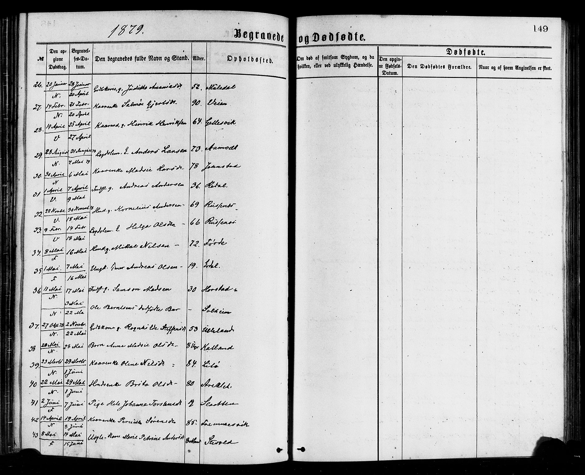 Førde sokneprestembete, AV/SAB-A-79901/H/Haa/Haaa/L0011: Parish register (official) no. A 11, 1877-1880, p. 149