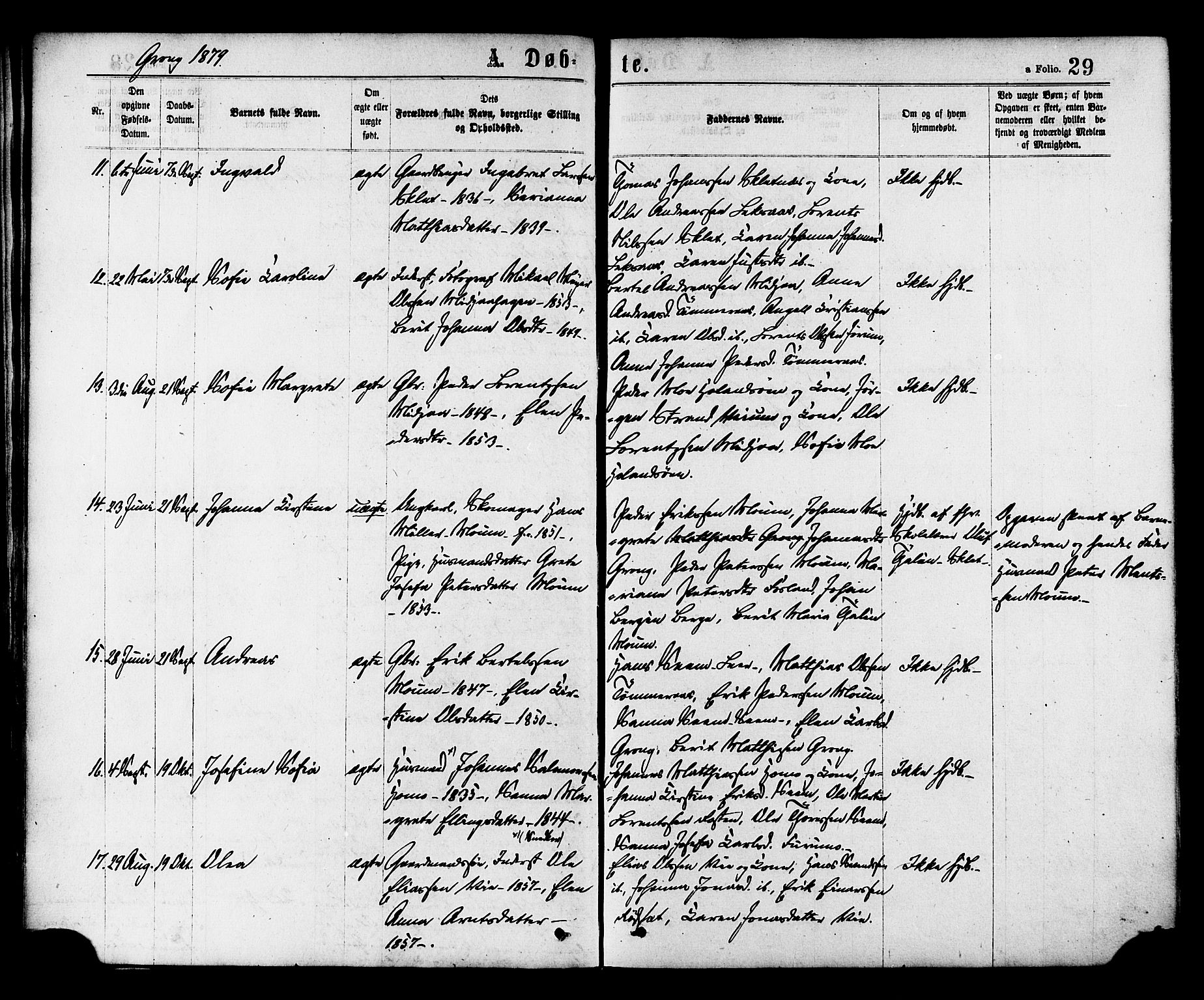 Ministerialprotokoller, klokkerbøker og fødselsregistre - Nord-Trøndelag, AV/SAT-A-1458/758/L0516: Parish register (official) no. 758A03 /1, 1869-1879, p. 29