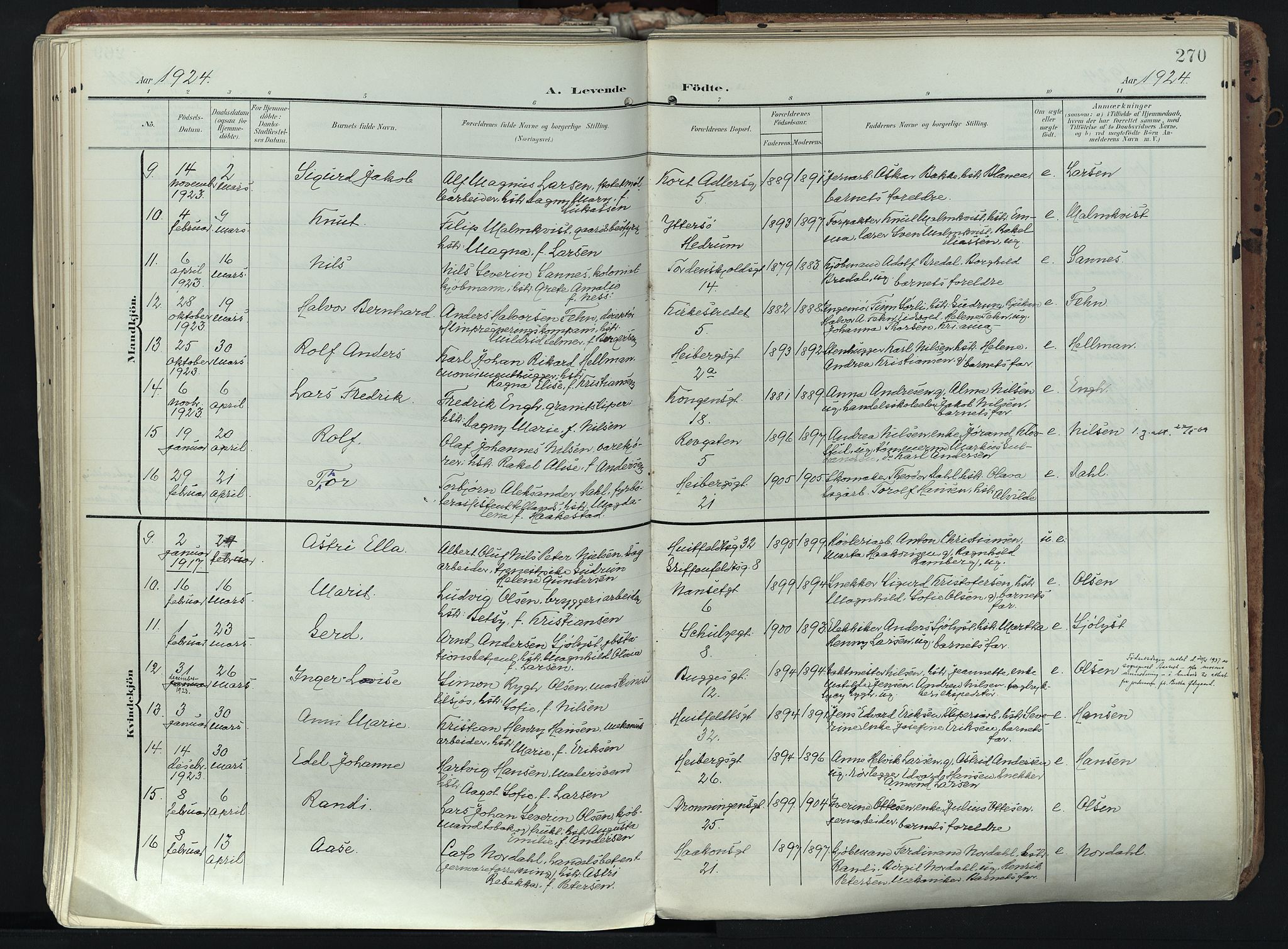 Larvik kirkebøker, SAKO/A-352/F/Fa/L0012: Parish register (official) no. I 12, 1905-1933, p. 270