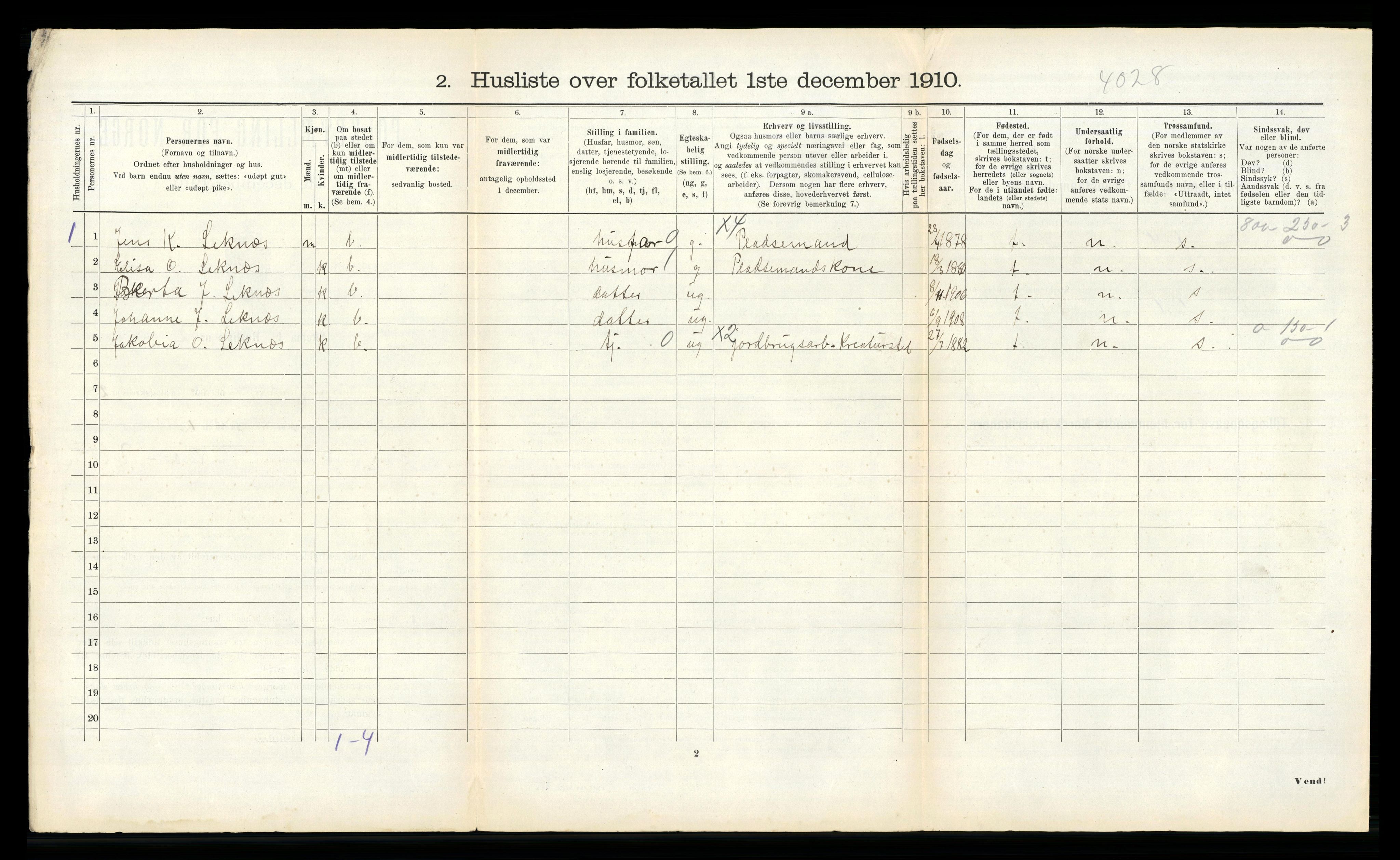 RA, 1910 census for Hjørundfjord, 1910, p. 71