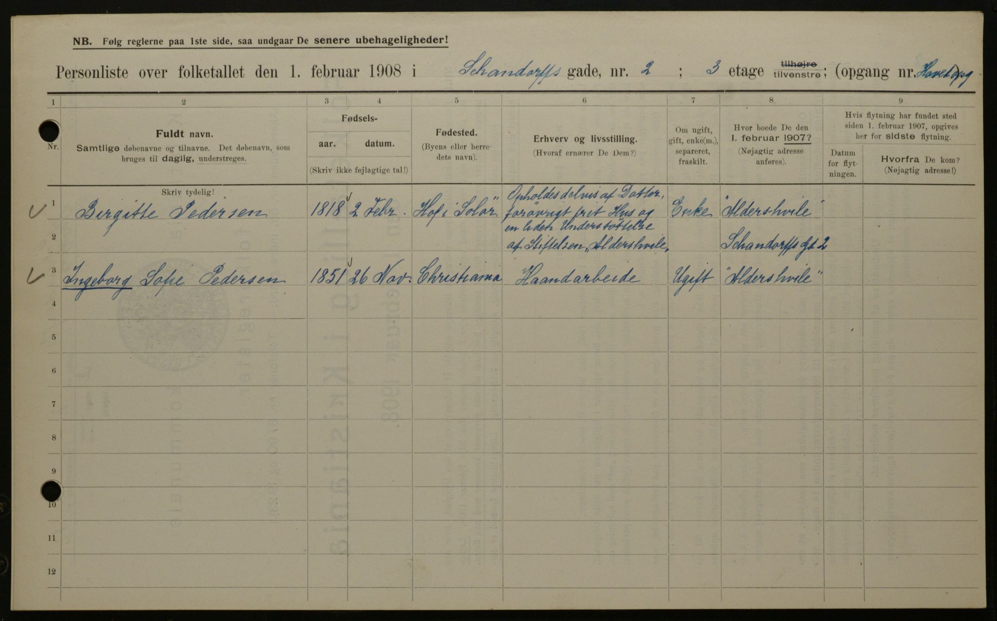 OBA, Municipal Census 1908 for Kristiania, 1908, p. 80650