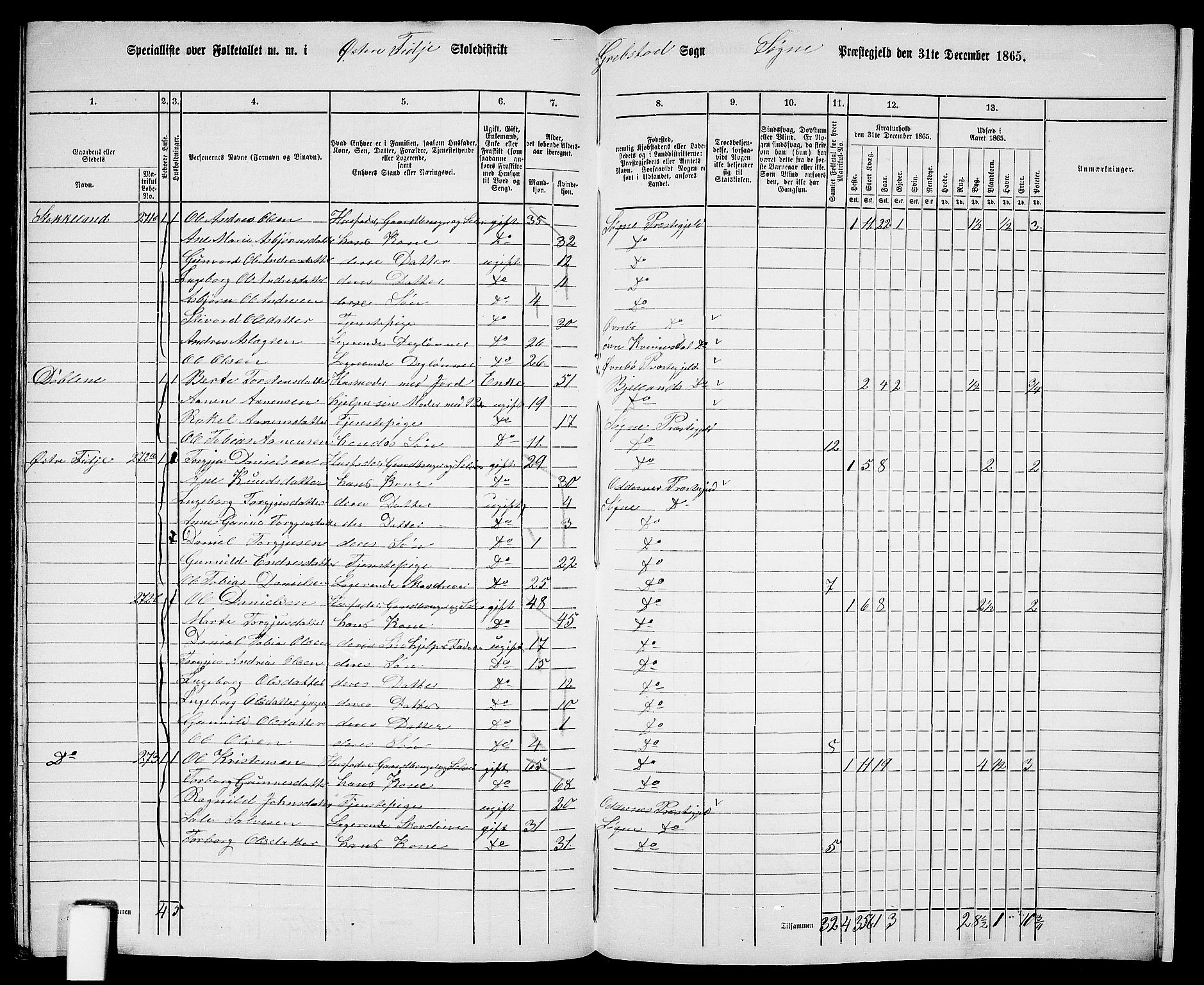 RA, 1865 census for Søgne, 1865, p. 152