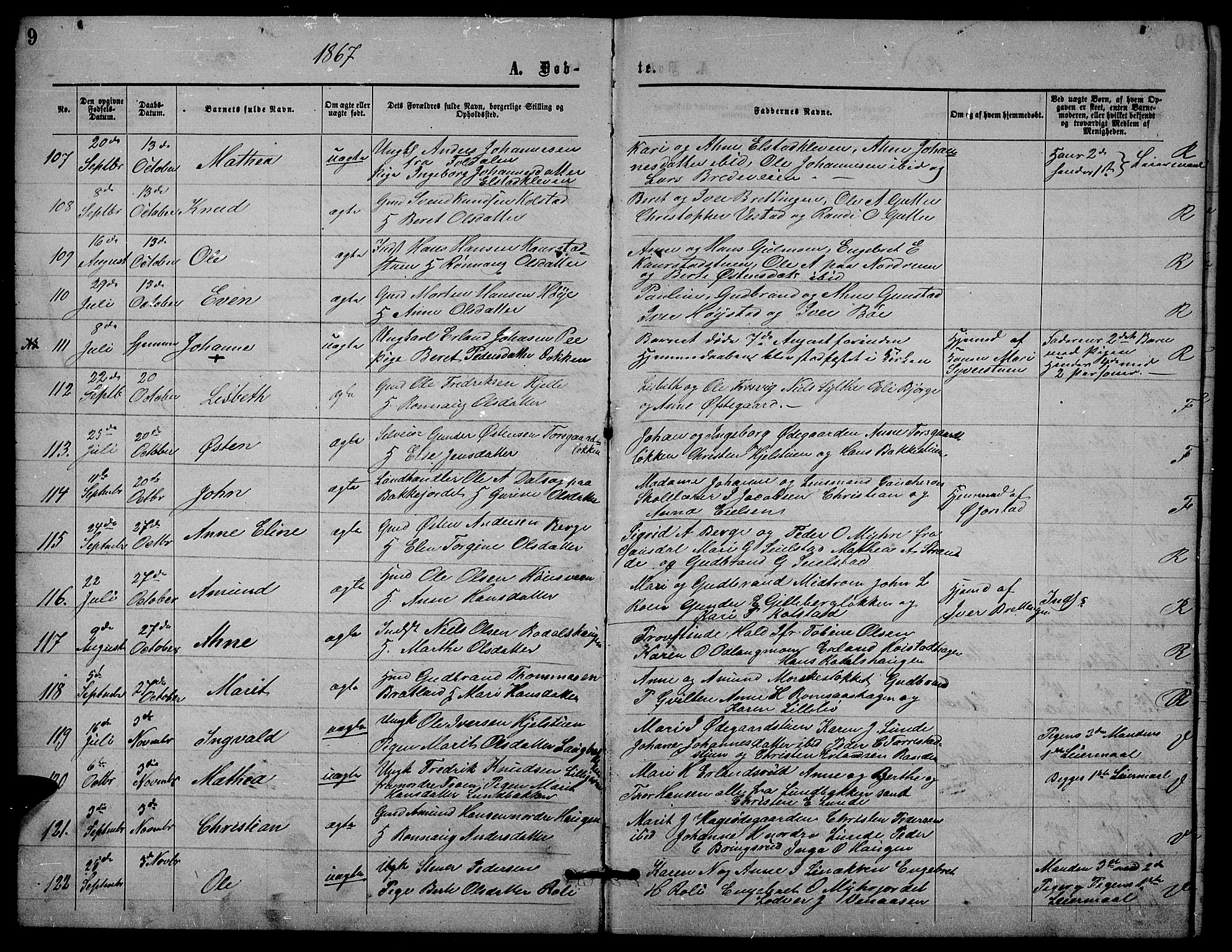 Ringebu prestekontor, AV/SAH-PREST-082/H/Ha/Hab/L0004: Parish register (copy) no. 4, 1867-1879, p. 9