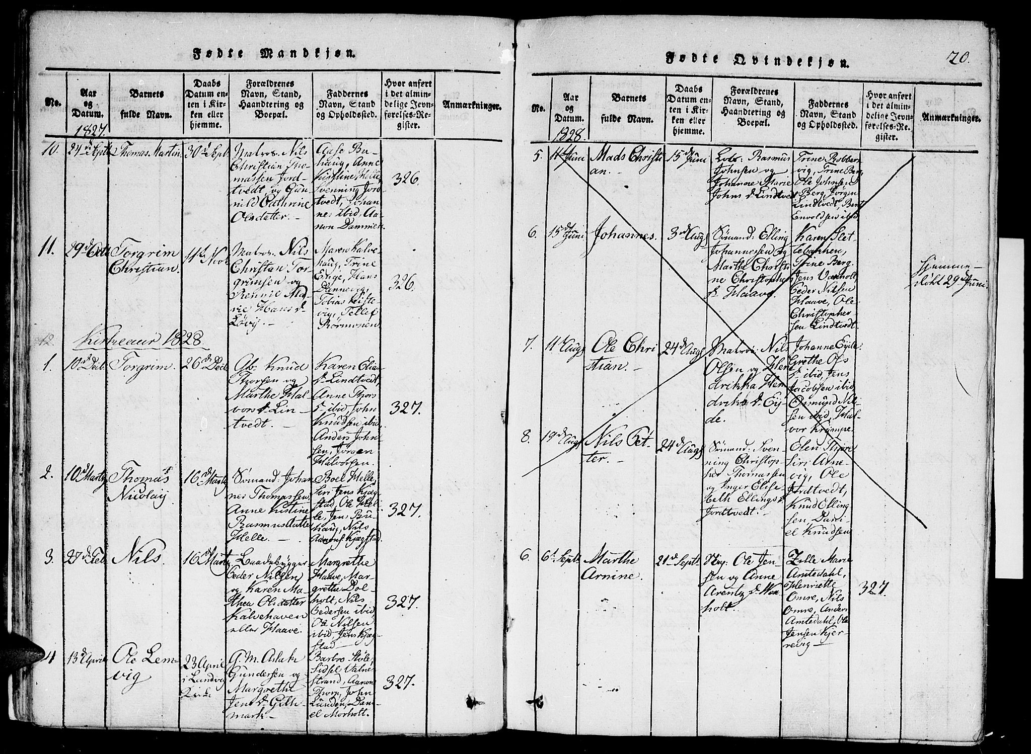 Hommedal sokneprestkontor, AV/SAK-1111-0023/F/Fa/Faa/L0001: Parish register (official) no. A 1, 1816-1860, p. 20