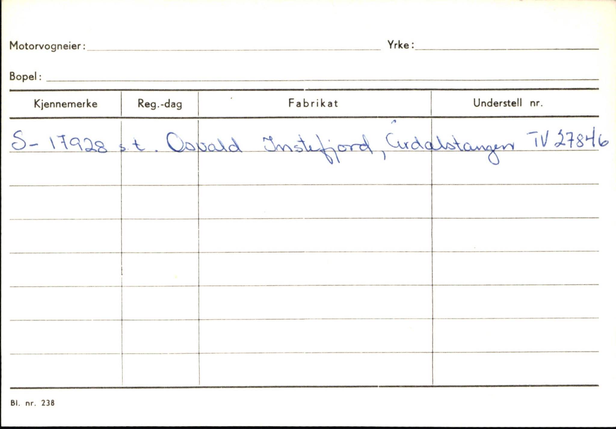 Statens vegvesen, Sogn og Fjordane vegkontor, SAB/A-5301/4/F/L0146: Registerkort Årdal R-Å samt diverse kort, 1945-1975, p. 1149