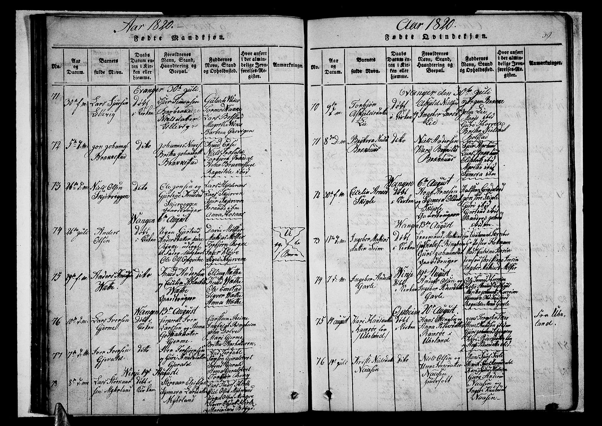 Voss sokneprestembete, SAB/A-79001/H/Haa: Parish register (official) no. A 11, 1816-1827, p. 39