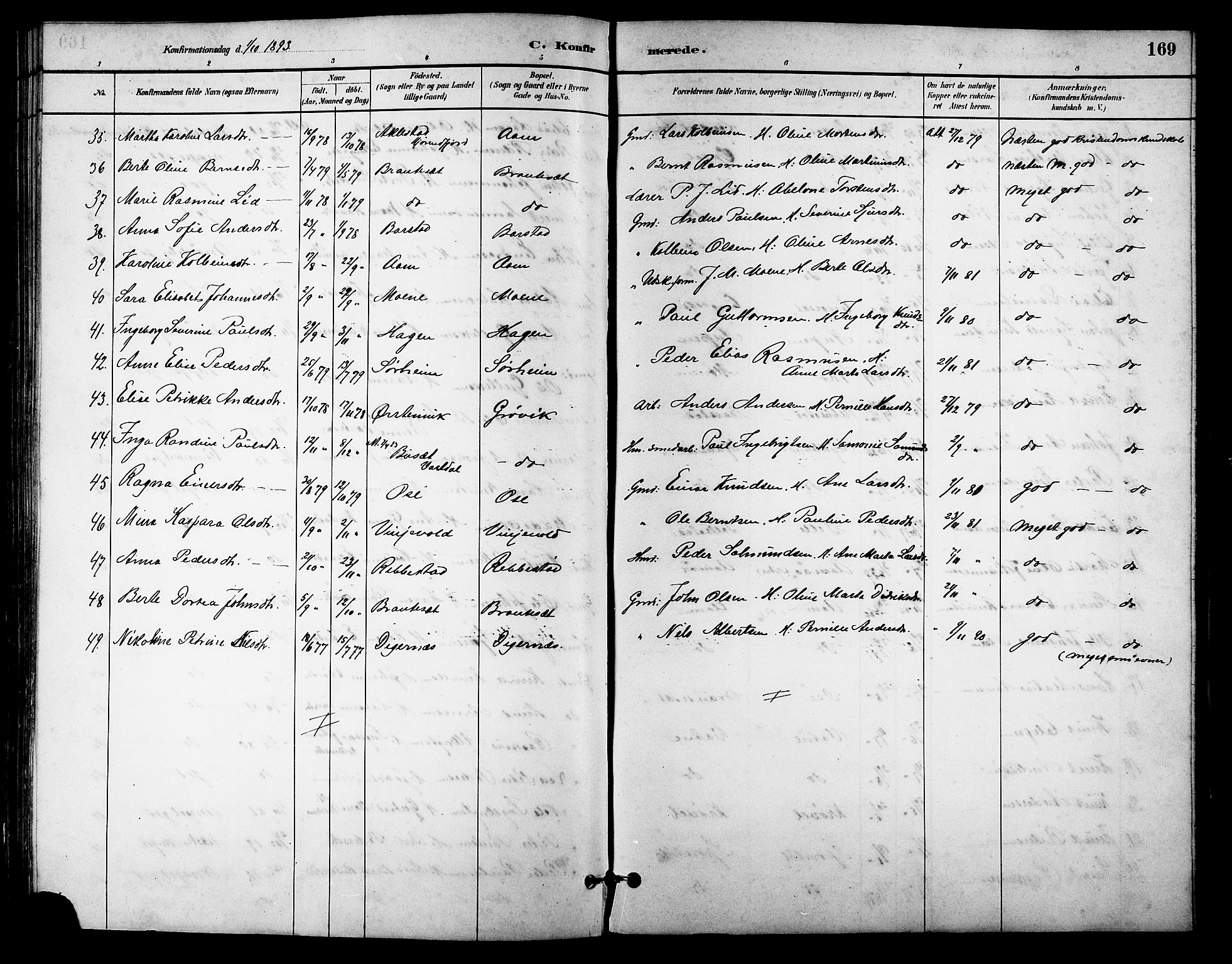 Ministerialprotokoller, klokkerbøker og fødselsregistre - Møre og Romsdal, AV/SAT-A-1454/513/L0189: Parish register (copy) no. 513C03, 1883-1904, p. 169