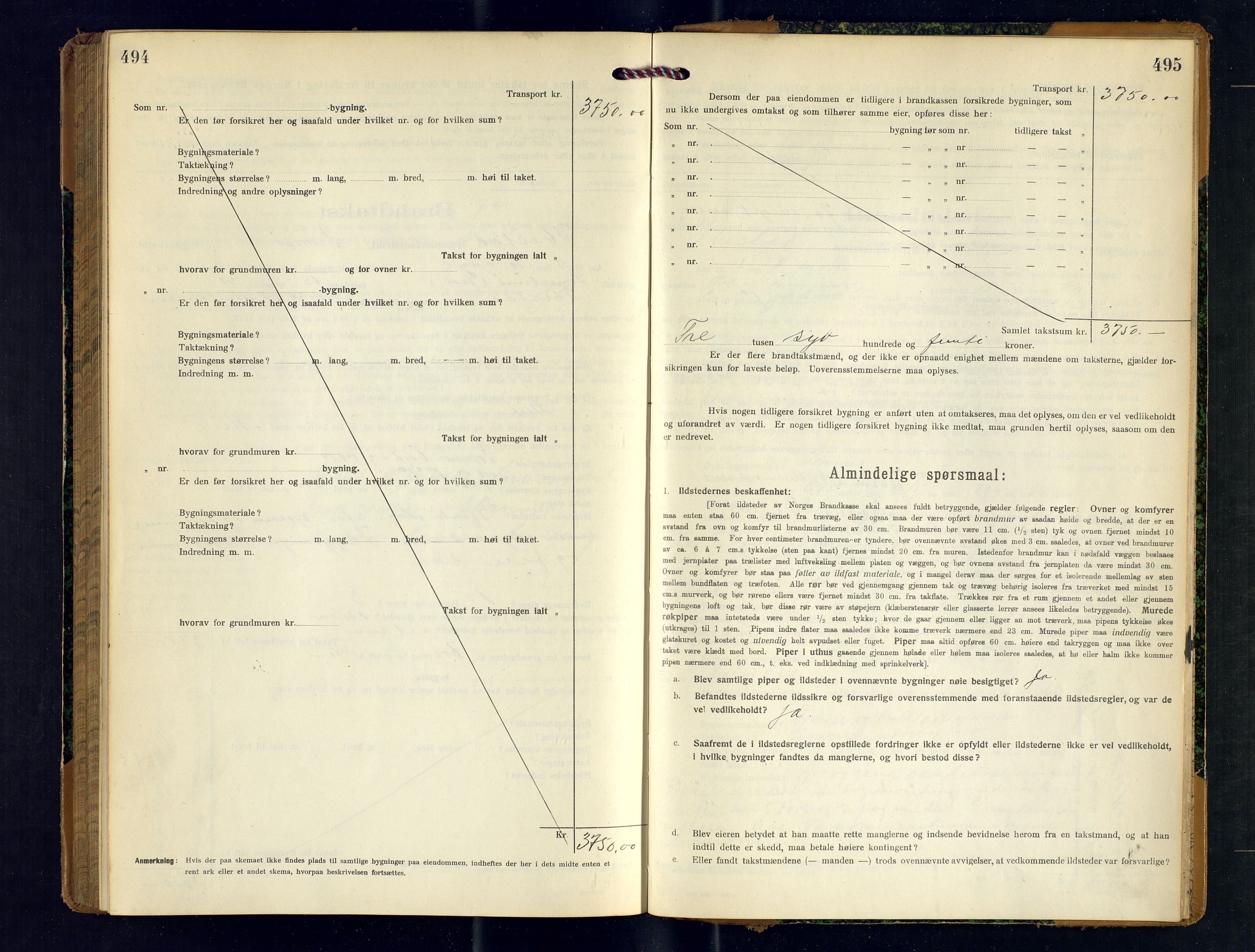 Ibestad lensmannskontor, AV/SATØ-S-1499/F/Fv/Fvh/L0276: Branntakstprotokoller, 1917-1918, p. 494-495