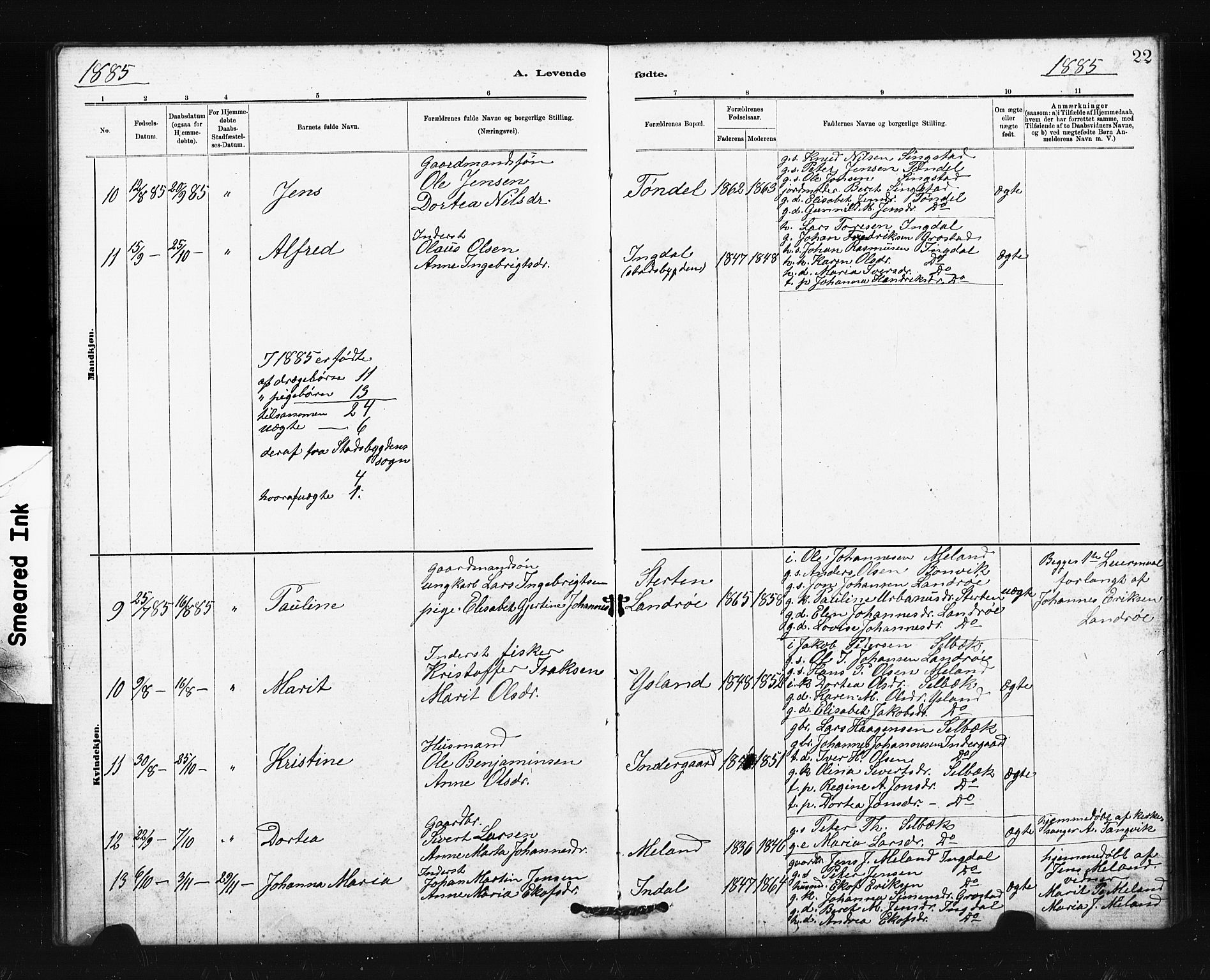 Ministerialprotokoller, klokkerbøker og fødselsregistre - Sør-Trøndelag, SAT/A-1456/663/L0761: Parish register (copy) no. 663C01, 1880-1893, p. 22