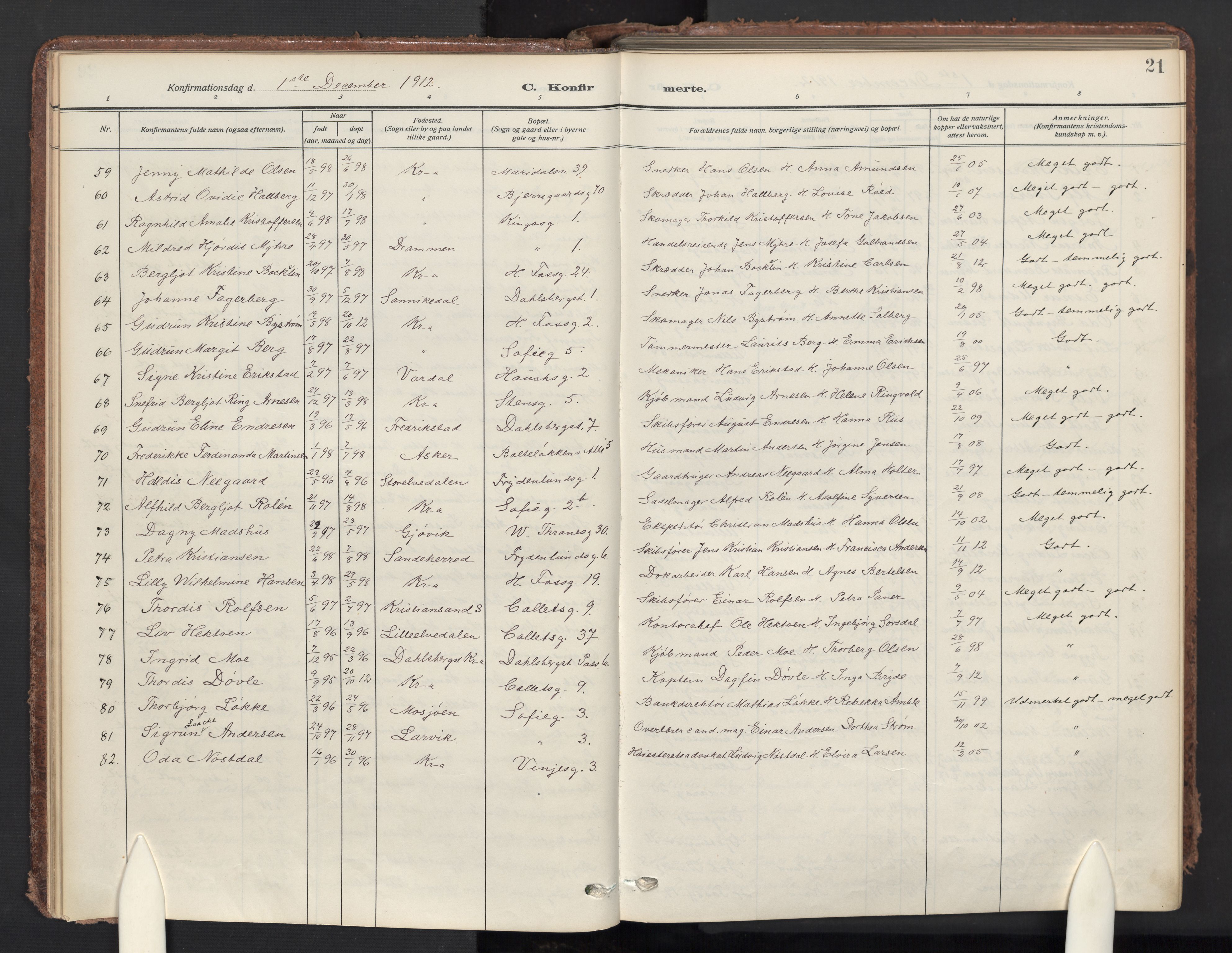 Gamle Aker prestekontor Kirkebøker, AV/SAO-A-10617a/F/L0015: Parish register (official) no. 15, 1911-1924, p. 21