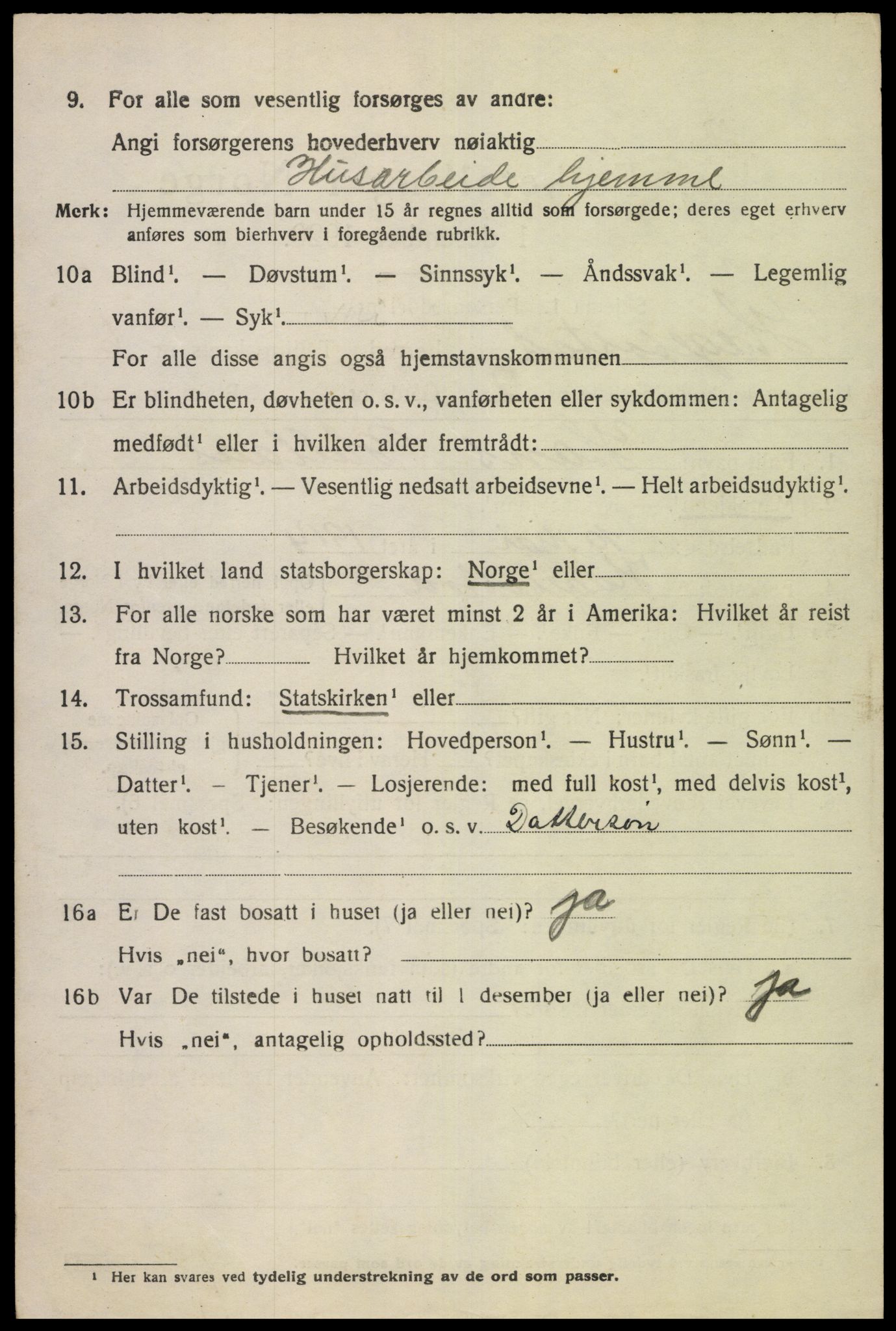 SAK, 1920 census for Hægebostad, 1920, p. 2010