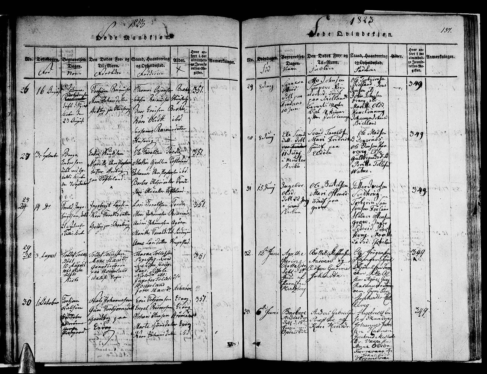 Stord sokneprestembete, AV/SAB-A-78201/H/Haa: Parish register (official) no. A 5, 1816-1825, p. 137